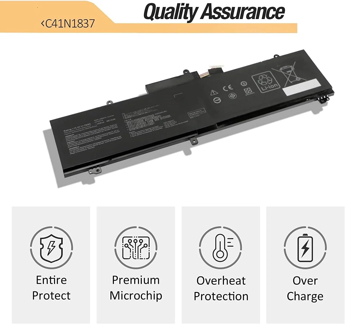 باتری لپ تاپ 15.4V 76Wh C41N1837 سازگار با ASUS ROG Zephyrus S G15 GA501I GA502 GA502DU GA502GU GU502DU GU502GU GU502GV GU532GU
