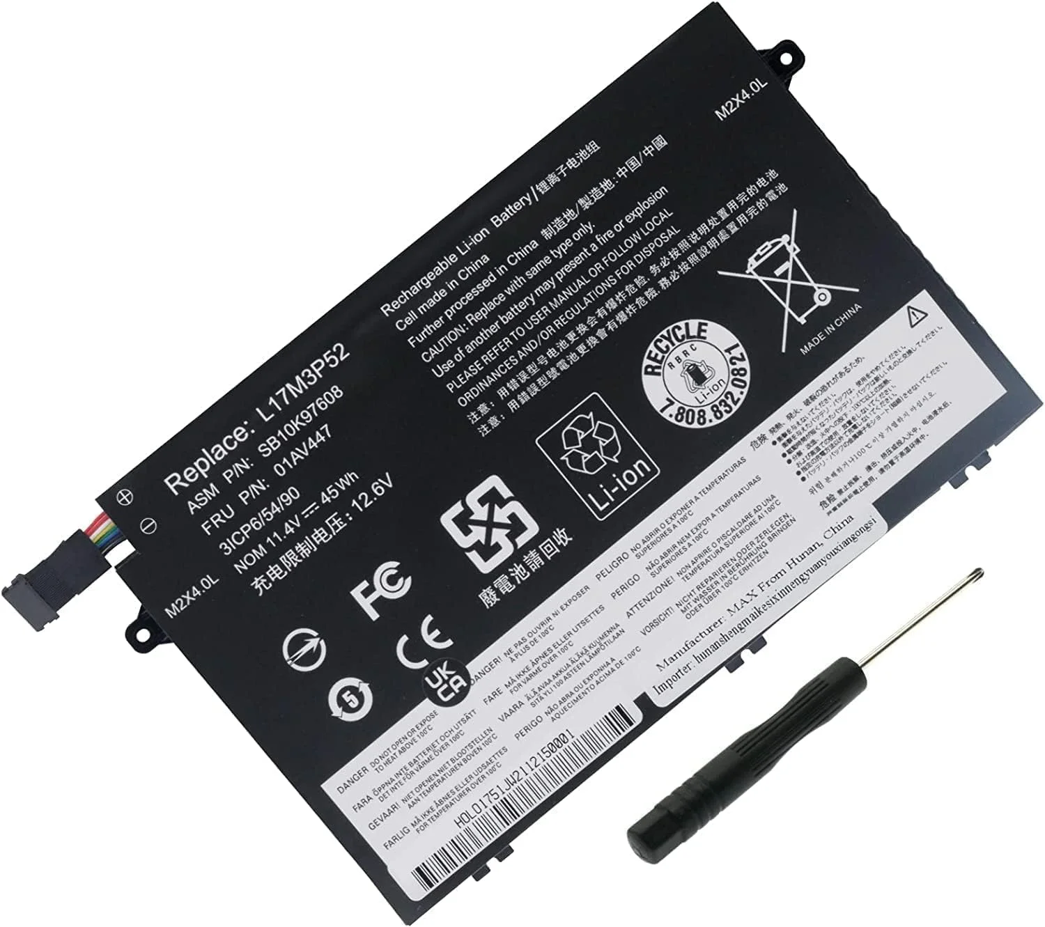 باتری لپ تاپ سازگار با باتری 24Wh برای 01AV445 L17C3P51 مناسب برای لنوو ThinkPad E14 E15 E480 E485 E490 E495 E580 E585 E590 E595 L17M3P52