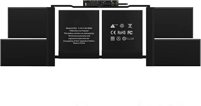 باتری جایگزین لپ تاپ A1990 A1953 برای مک بوک پرو 15 اینچی A1990 مدل های میانه 2018 و 2019، باتری جایگزین لیتیوم پلیمری EMC 3215 3359 (11.4V 84.36WH 7400mAh) (باتری A1953)