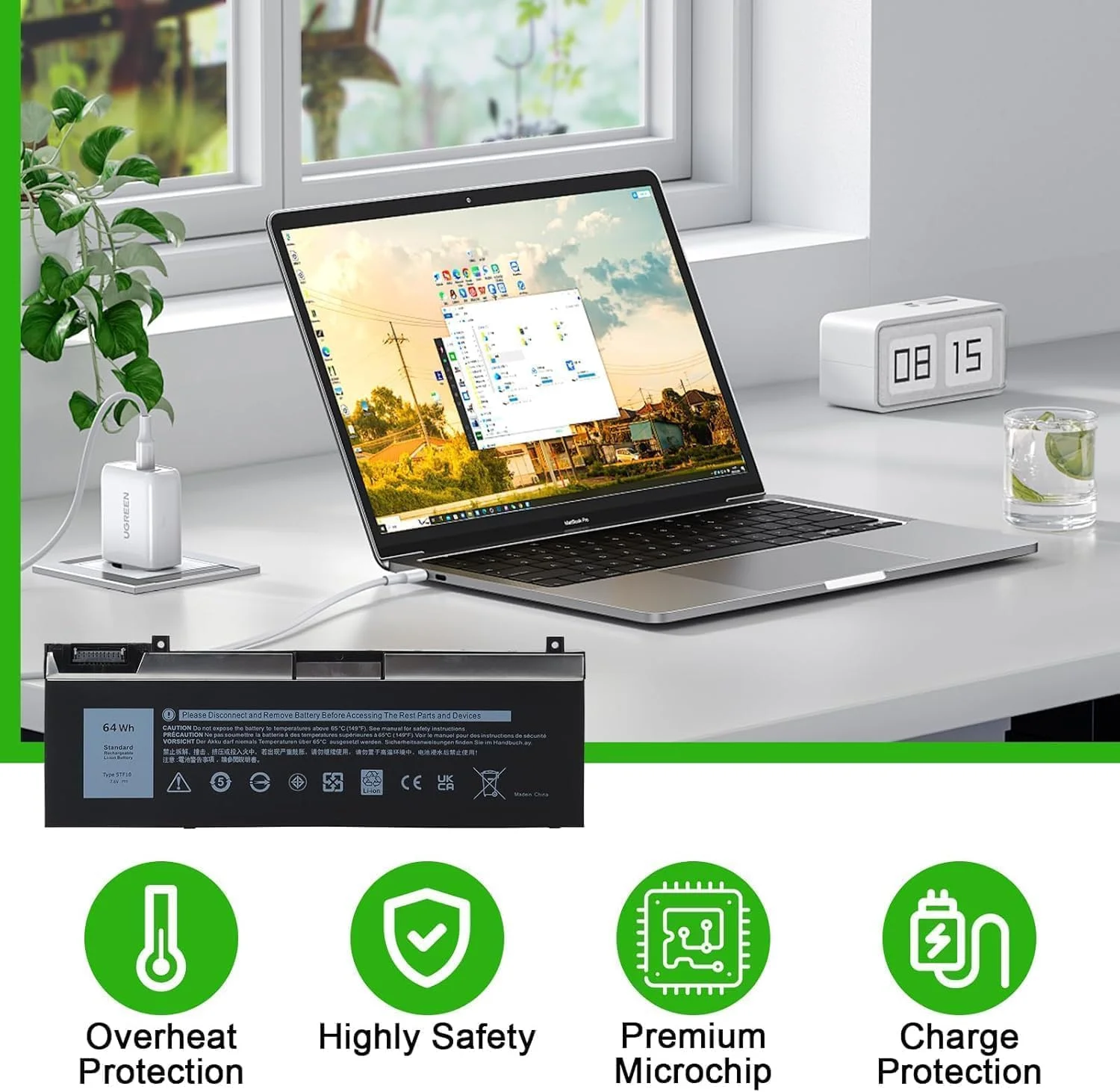 باتری لپ تاپ 64Wh 7.6V 5TF10 برای De.ll Precision 7740 7730 7540 7530 سری Mobile Workstation مدل های P34E P34E001 P34E002 P74F P74F001 P74F002 NYFJH RY3F9 0RY3FF9 0RY3F 99 7M0T6 GHXKY 05TF10