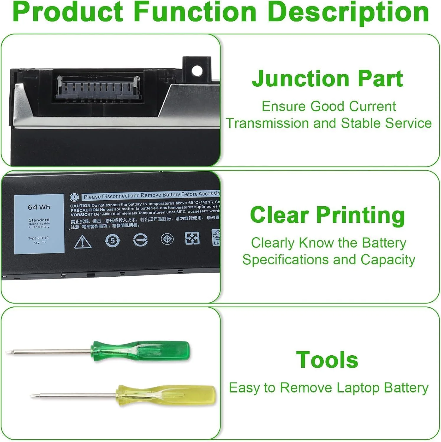 باتری لپ تاپ 64Wh 7.6V 5TF10 برای De.ll Precision 7740 7730 7540 7530 سری Mobile Workstation مدل های P34E P34E001 P34E002 P74F P74F001 P74F002 NYFJH RY3F9 0RY3FF9 0RY3F 99 7M0T6 GHXKY 05TF10