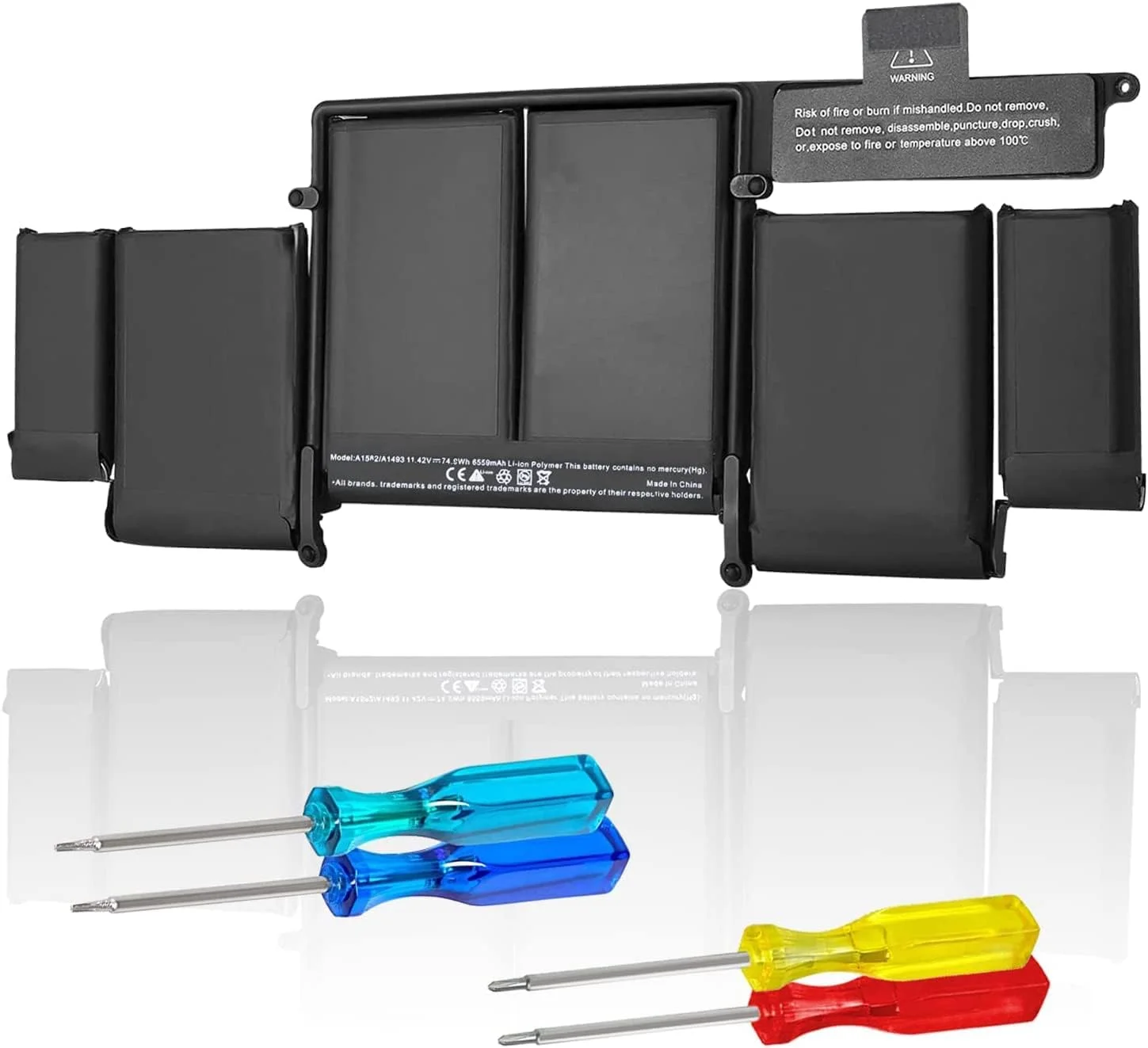 باتری A1582 A1502 برای مک بوک پرو رتینا 13 اینچ اواخر 2013 اواسط 2014 اوایل 2015، مناسب برای A1493 [لیتیوم-پلیمر 11.42V 74.9WH 6559mAh]