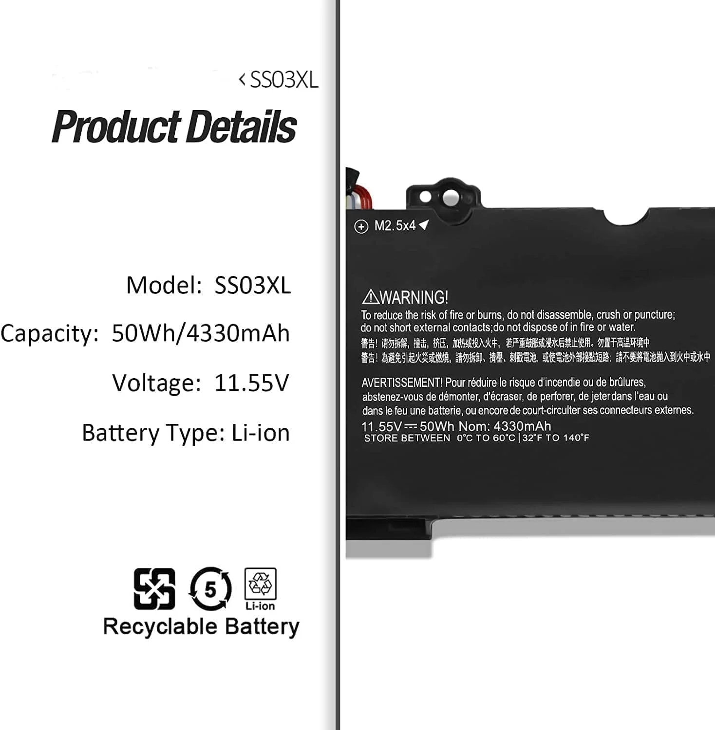 باتری لپ تاپ SS03XL برای HP EliteBook 730 735 740 745 830 840 846 G5، EliteBook 735 745 830 840 846 G6، برای HP MT44 MT45 Mobile Thin Client ZBOOK 14U G5 G6 HSTNN-LB8G HSTNN-IB8C HSN-I13C-4