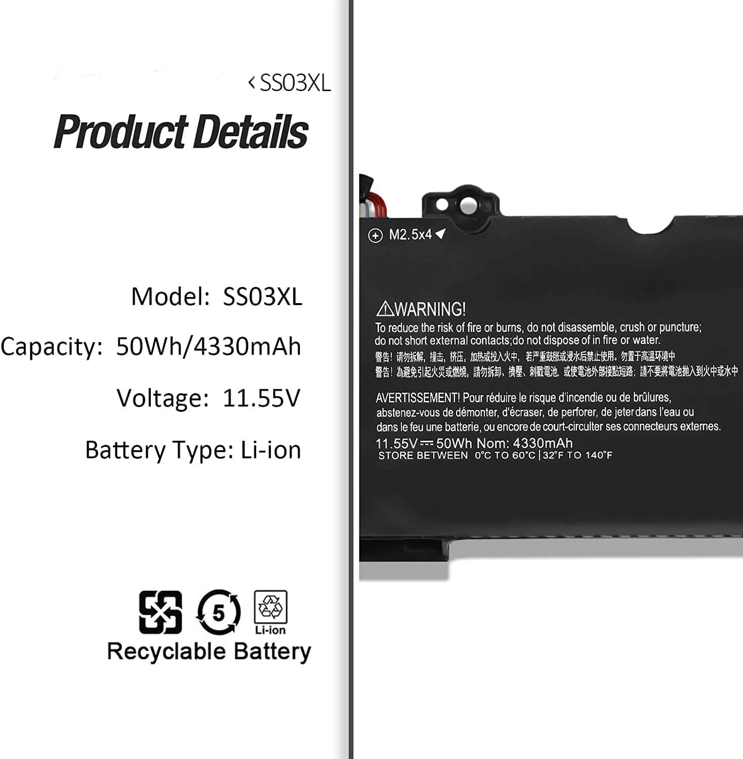 باتری لپ تاپ 50WH SS03XL برای HP EliteBook 730 735 740 745 830 840 846 G5، EliteBook 735 745 830 840 846 G6، برای HP MT44 MT45 Mobile Thin Client ZBOOK 14U G5 G6 HSTNN-LB8G HSTNN-IB8C HSN-I13C-4