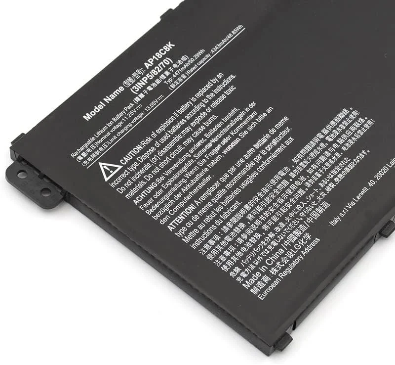 باتری لپ تاپ سازگار با تبلت Ac.er AP18C8K، 11.25 ولت، 4471 میلی آمپر ساعت، 50.29 وات ساعت باتری لپ تاپ سازگار با تبلت Ac.er AP18C8K، 11.25 ولت، 4471 میلی آمپر ساعت، 50.29 وات ساعت