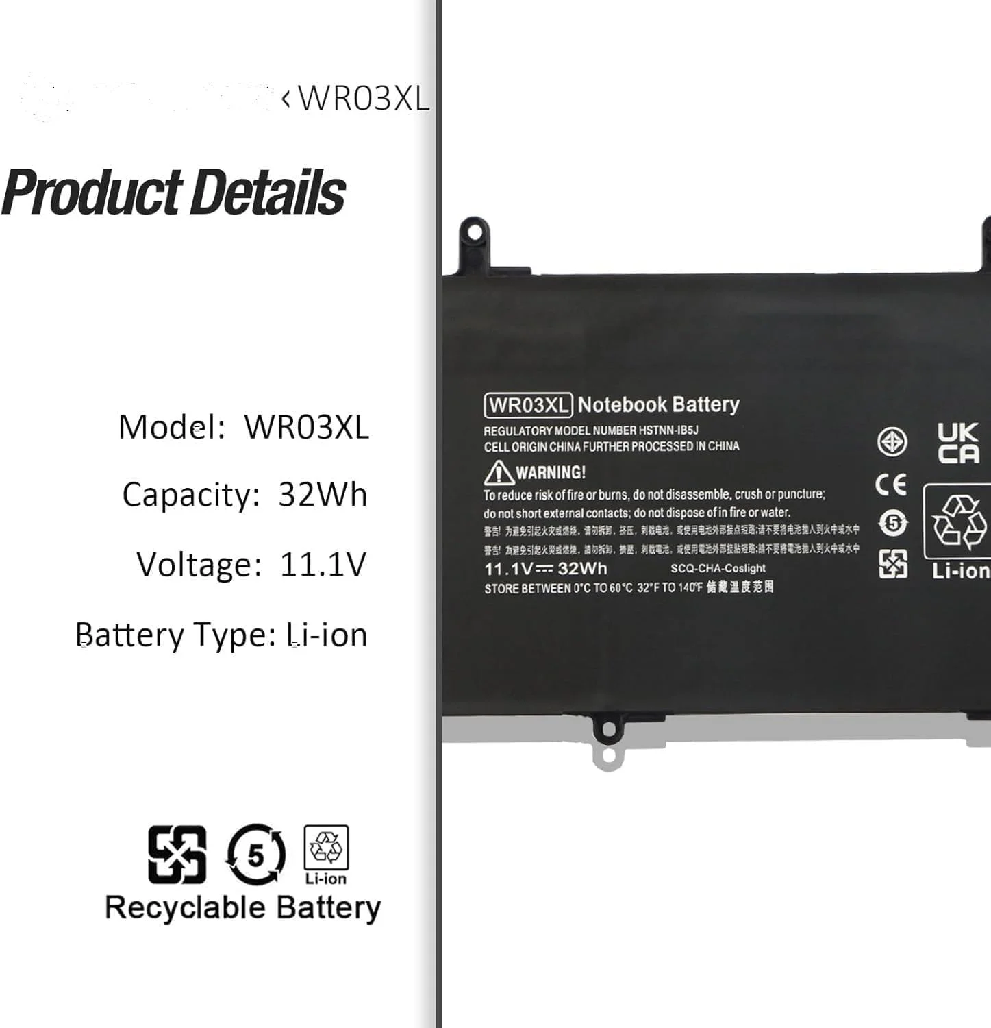 باتری لپ تاپ 11.1 ولت 32 وات ساعت WR03XL سازگار با /H P Split 13 x2 13-m 13-m000 13-m100 13-m200 Detachable Pavilion 13 x2 AMD 13-p 13-p000 13-p100 سری تبلت 2 در 1 x تبلت 1 x 3-M100LA باتری لپ تاپ 11.1 ولت 32 وات ساعت WR03XL سازگار با /H P Split 13 x2 13-m 13-m000 13-m100 13-m200 Detachable Pavilion 13 x2 AMD 13-p 13-p000 13-p100 سری تبلت 2 در 1 x تبلت 1 x 3-M100LA