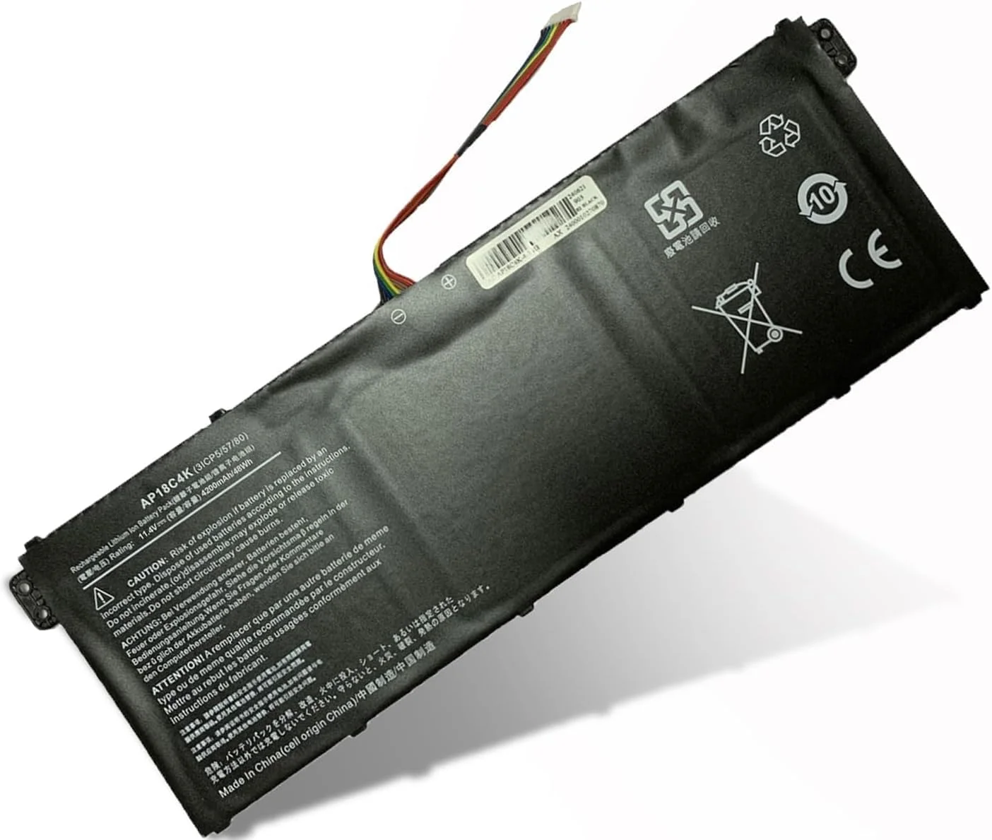 باتری لپ تاپ سازگار با تبلت Ac.er AP18C8K، 11.25 ولت، 4471 میلی آمپر ساعت، 50.29 وات ساعت