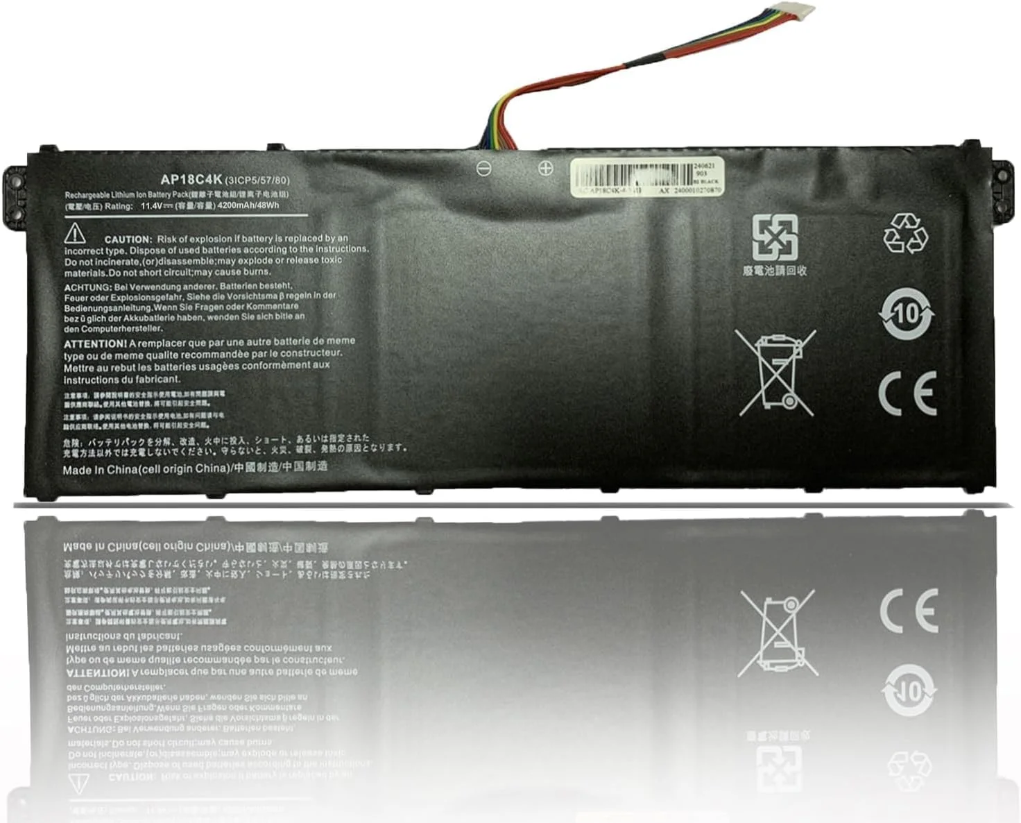 باتری لپ تاپ سازگار با تبلت Ac.er AP18C8K، 11.25 ولت، 4471 میلی آمپر ساعت، 50.29 وات ساعت باتری لپ تاپ سازگار با تبلت Ac.er AP18C8K، 11.25 ولت، 4471 میلی آمپر ساعت، 50.29 وات ساعت