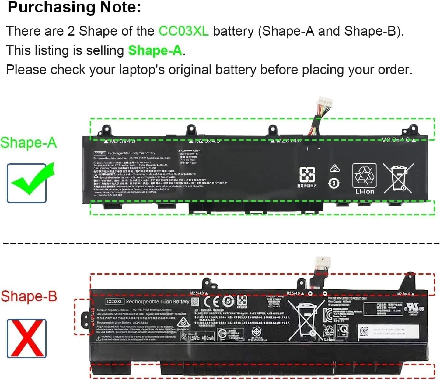 باتری لپ تاپ CC03XL CC03053XL-PL مناسب برای لپ تاپ های HP EliteBook 830 835 840 845 G7 G8 Probook 635 Aero G7 G8 ZBook Firefly 14 G7 G8 MT32 Mobile Thin Client L78555-0055-0055.0055 L776 08-421