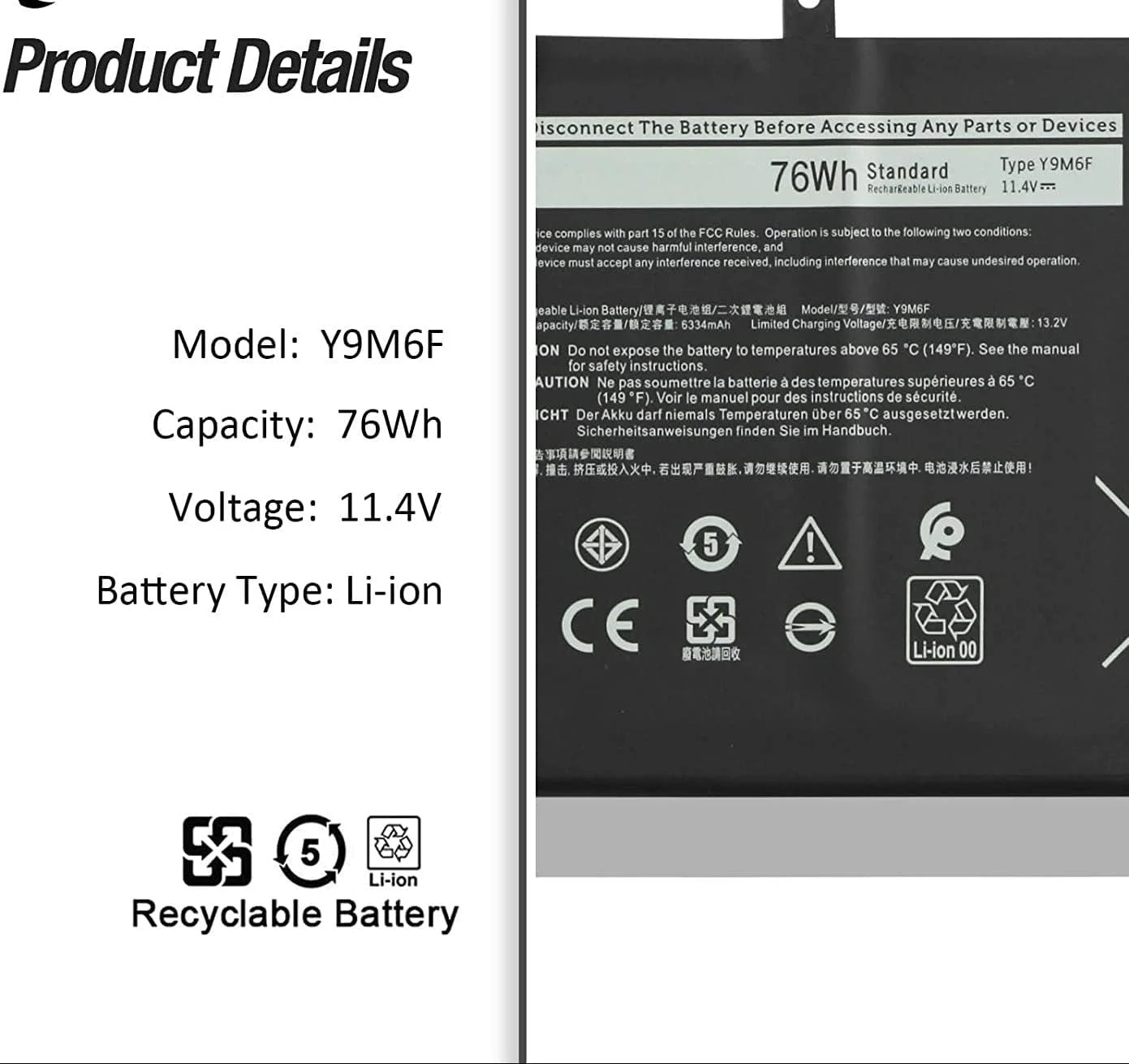 باتری لپ تاپ 76Wh Y9M6F برای دل Alienware M15 R2 P87F 15.6 و Alienware M17 R2 P41E 17.3 سری گیمینگ RTX 2060 2070 2080 8K84V YM9KC 0Y9M6F 08K84V P87F001 P41E001 باتری لپ تاپ 76Wh Y9M6F برای دل Alienware M15 R2 P87F 15.6 و Alienware M17 R2 P41E 17.3 سری گیمینگ RTX 2060 2070 2080 8K84V YM9KC 0Y9M6F 08K84V P87F001 P41E001