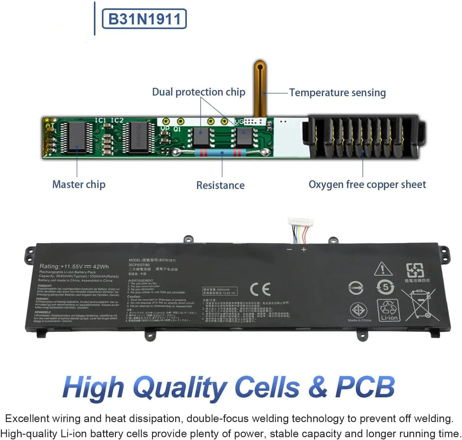 باتری B31N1911 C31N1911 سازگار با ASUS K413EA K413FA K413FP S433EA S433FA TM420U TM420UA TP420UA TP470EA TP470EZ X413EA X413JA X421DA X421EA X421EP X421FF X421FQ 11.55 42Wh باتری B31N1911 C31N1911 سازگار با ASUS K413EA K413FA K413FP S433EA S433FA TM420U TM420UA TP420UA TP470EA TP470EZ X413EA X413JA X421DA X421EA X421EP X421FF X421FQ 11.55 42Wh