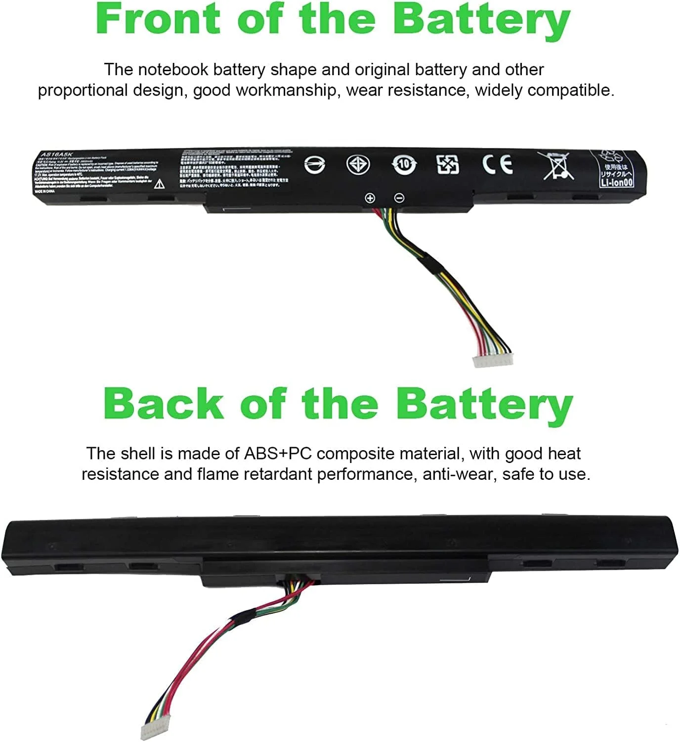 باتری جایگزین AS16A5K برای ایسر. Aspire E15 E5-475 E5-523 E5-553 E5-575 E5-575G E5-576 E5-774G E5-575G-53VG Series، مناسب برای P/N AS16A7K AS16A8K