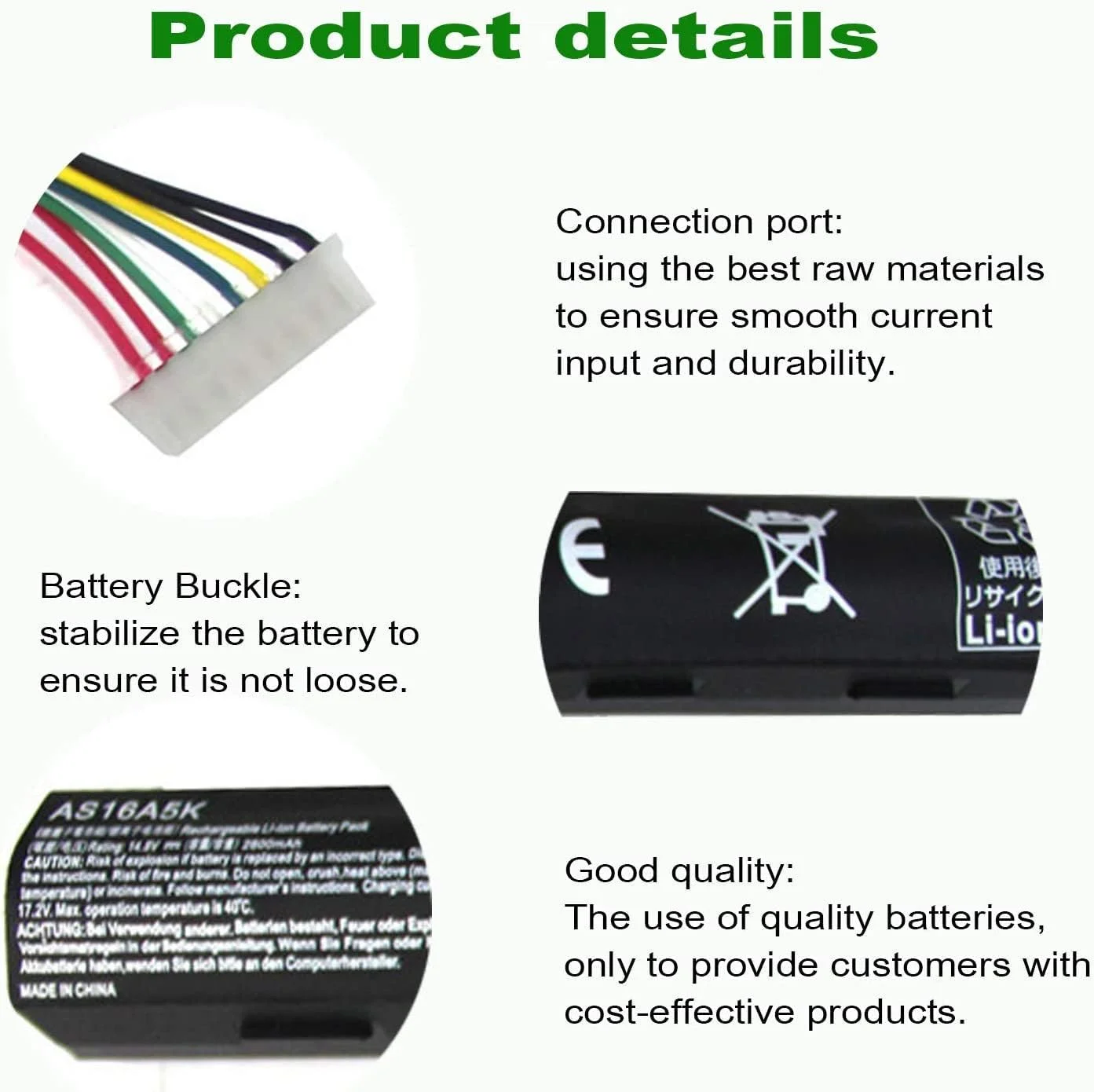 باتری جایگزین AS16A5K برای ایسر. Aspire E15 E5-475 E5-523 E5-553 E5-575 E5-575G E5-576 E5-774G E5-575G-53VG Series، مناسب برای P/N AS16A7K AS16A8K