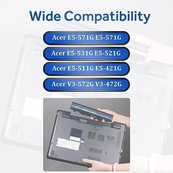 باطری جدید AL14A32 برای لپ‌تاپ‌های Acer Aspire سری E5-572 E572G E5-571 E5-531 E5-511 E5-471 E5-421 V3-472 V3-572 V3-572 V3-572G و Travelmate P246-MG P256-MG