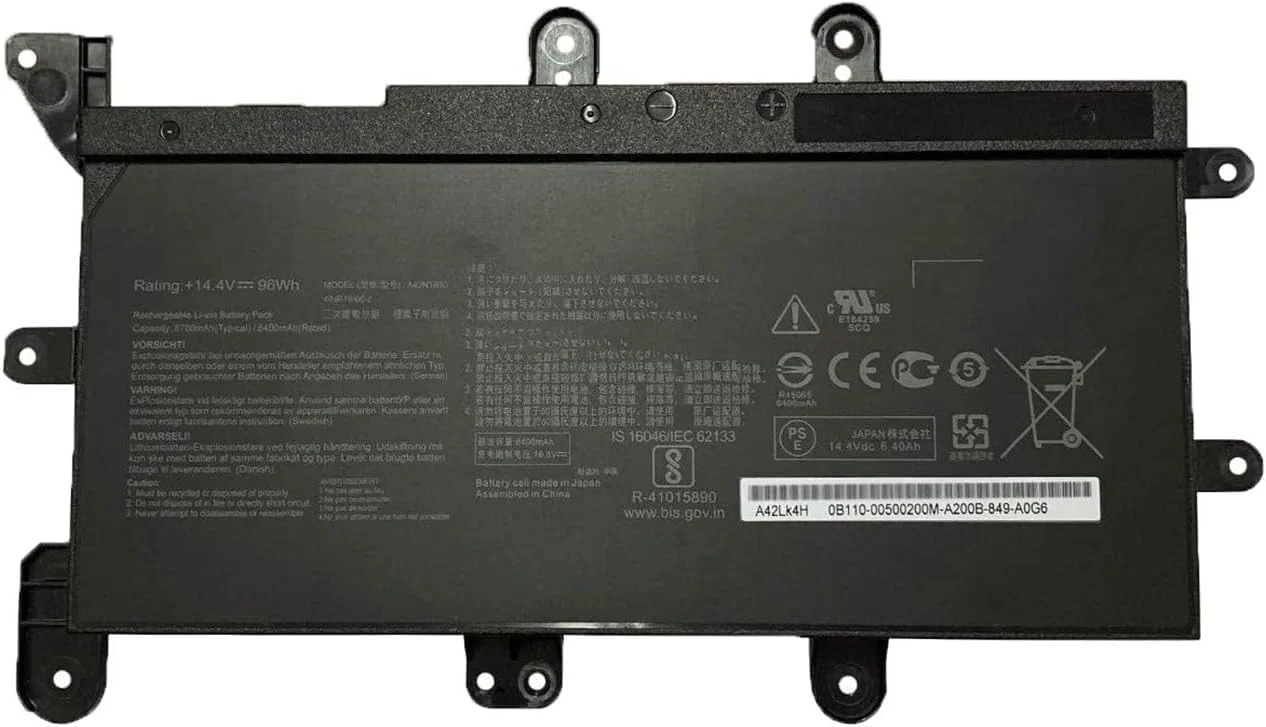 باتری لپ تاپ جایگزین مدل A42N1830 A42LK4H 0B110-00500200M برای سری های As.us G703GX-EV117T G703GX-XS71 (14.4 ولت 96 وات ساعت 6700 میلی آمپر ساعت) باتری لپ تاپ جایگزین مدل A42N1830 A42LK4H 0B110-00500200M برای سری های As.us G703GX-EV117T G703GX-XS71 (14.4 ولت 96 وات ساعت 6700 میلی آمپر ساعت)