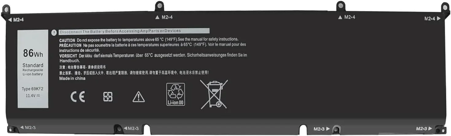 باتری لپ تاپ 11.4V 86Wh 69KF2 جایگزین برای لپ تاپ های دل Alienware M15 R3 R4 R5 R6 R7 M17 R3 R4 XPS 15 9500 9510 9520 Precision 5550 5560 5570 لیتیوم-پلیمری موبایل 8FCTC 070N2F 0P8P1P P91F P100F001