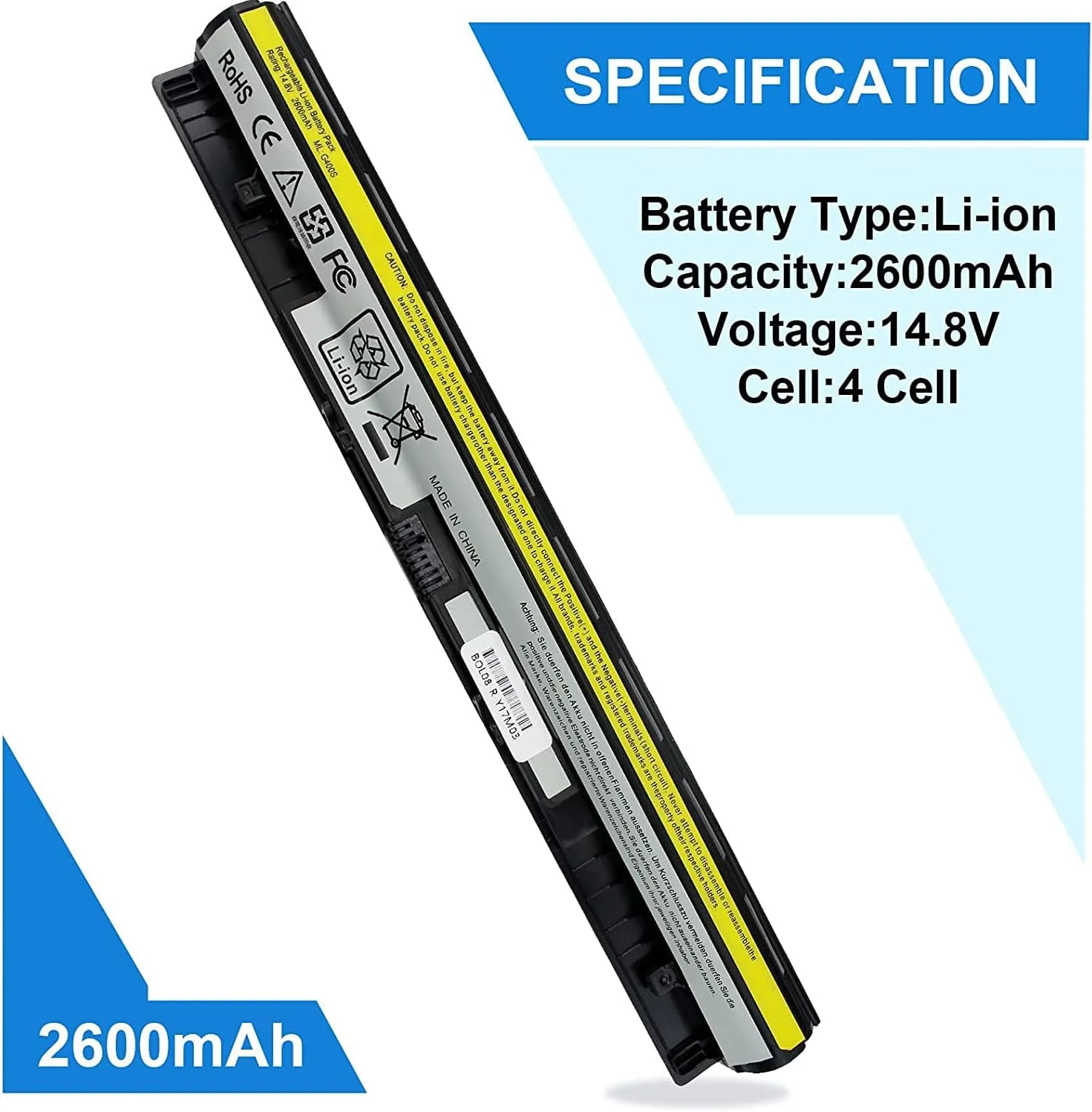 باتری لپ تاپ 14.8V 2600mAh L12L4A02 L12L4E01 سازگار با Lenovo G400s G400s Touch Series Z40-70 Z40-75 Z50-30 Z50-70 G40-30 G40-45 G40-70 G40-80 باتری لپ تاپ 14.8V 2600mAh L12L4A02 L12L4E01 سازگار با Lenovo G400s G400s Touch Series Z40-70 Z40-75 Z50-30 Z50-70 G40-30 G40-45 G40-70 G40-80