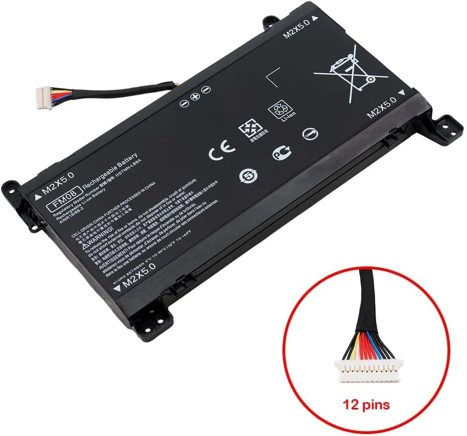 باتری لپ تاپ FM08XL برای سری های HP OMEN 17-AN001CA, 17-AN001LA, 17-AN011DX, 17-AN110NR, 17-AN006TX, 17-AN026TX مدل FM08 922977-855 HSTNN-LB8A 922976-855 922752-421 [14.6V] (اتصال 12 پین)