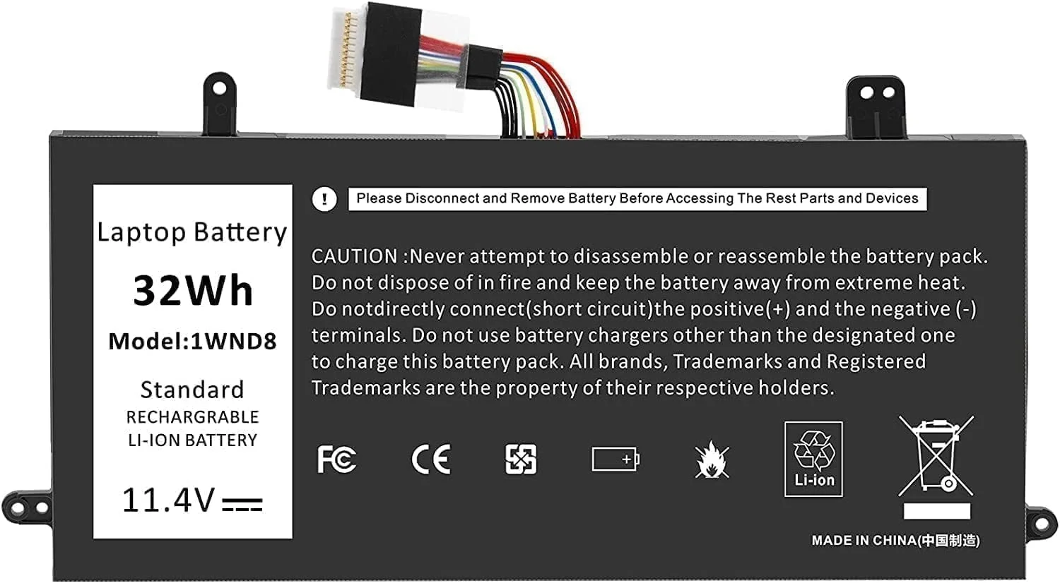 باتری لپ تاپ 32Wh WND8 J0PGR/ JOPGR 0RDYCT RDYCT برای Dell Latitude 12 5285 5290 سری 2 در 1 باتری لیتیوم یونی 2 سلولی