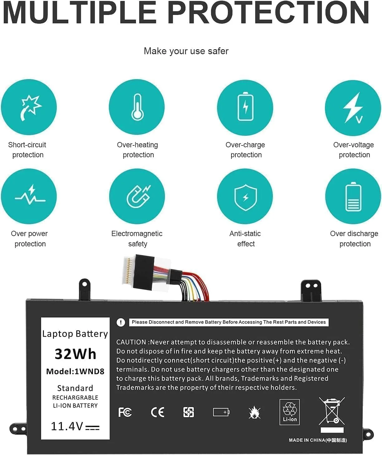 باتری لپ تاپ 32Wh WND8 J0PGR/ JOPGR 0RDYCT RDYCT برای Dell Latitude 12 5285 5290 سری 2 در 1 باتری لیتیوم یونی 2 سلولی باتری لپ تاپ 32Wh WND8 J0PGR/ JOPGR 0RDYCT RDYCT برای Dell Latitude 12 5285 5290 سری 2 در 1 باتری لیتیوم یونی 2 سلولی