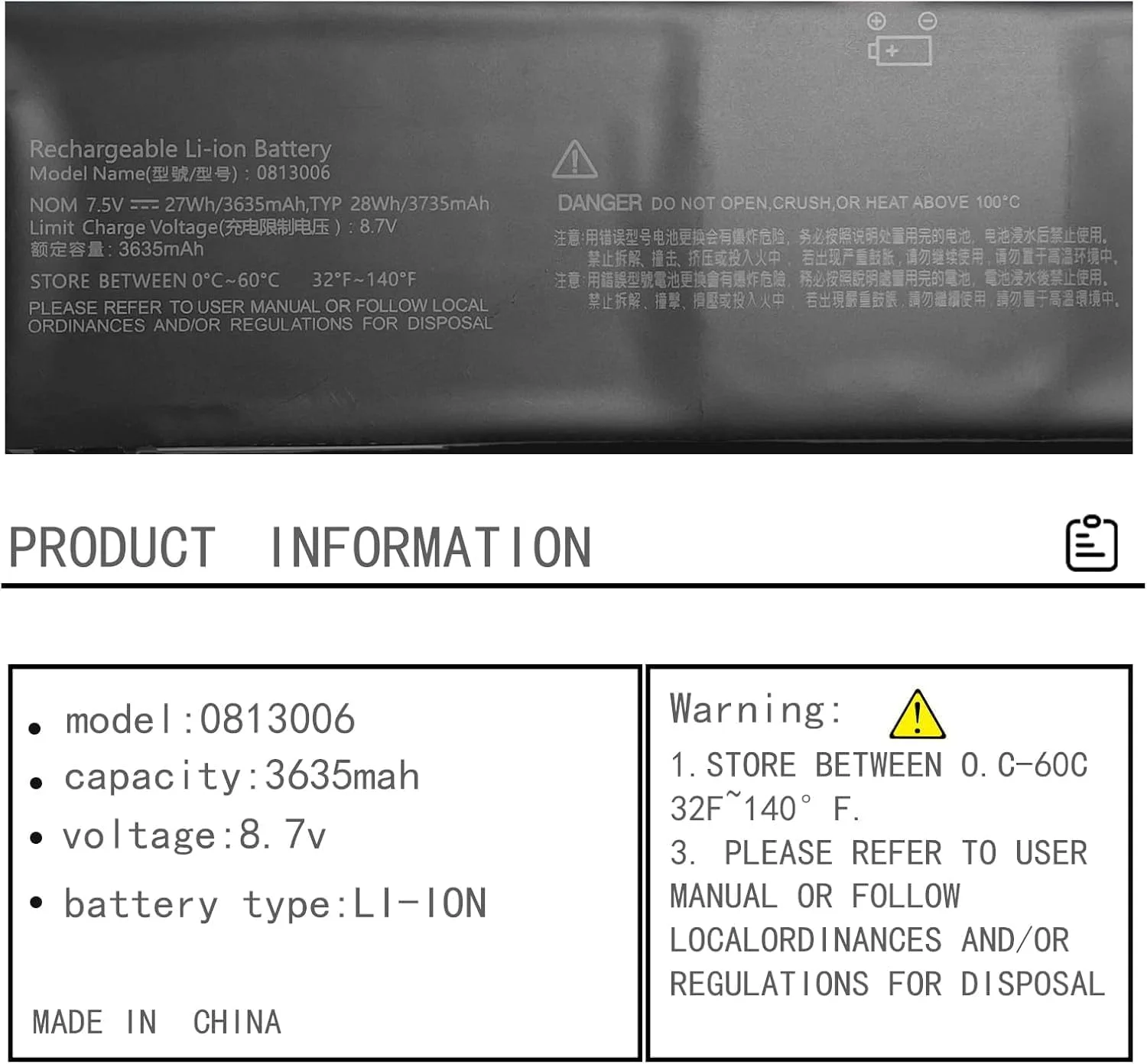 باتری لپ تاپ جایگزین برای IdeaPad 120S 11" 120S-11 120S-11IAP Series (7.5V 27Wh) مدل های سازگار: 0813006 5B10P18554 5B10P23790 5B10P23836
