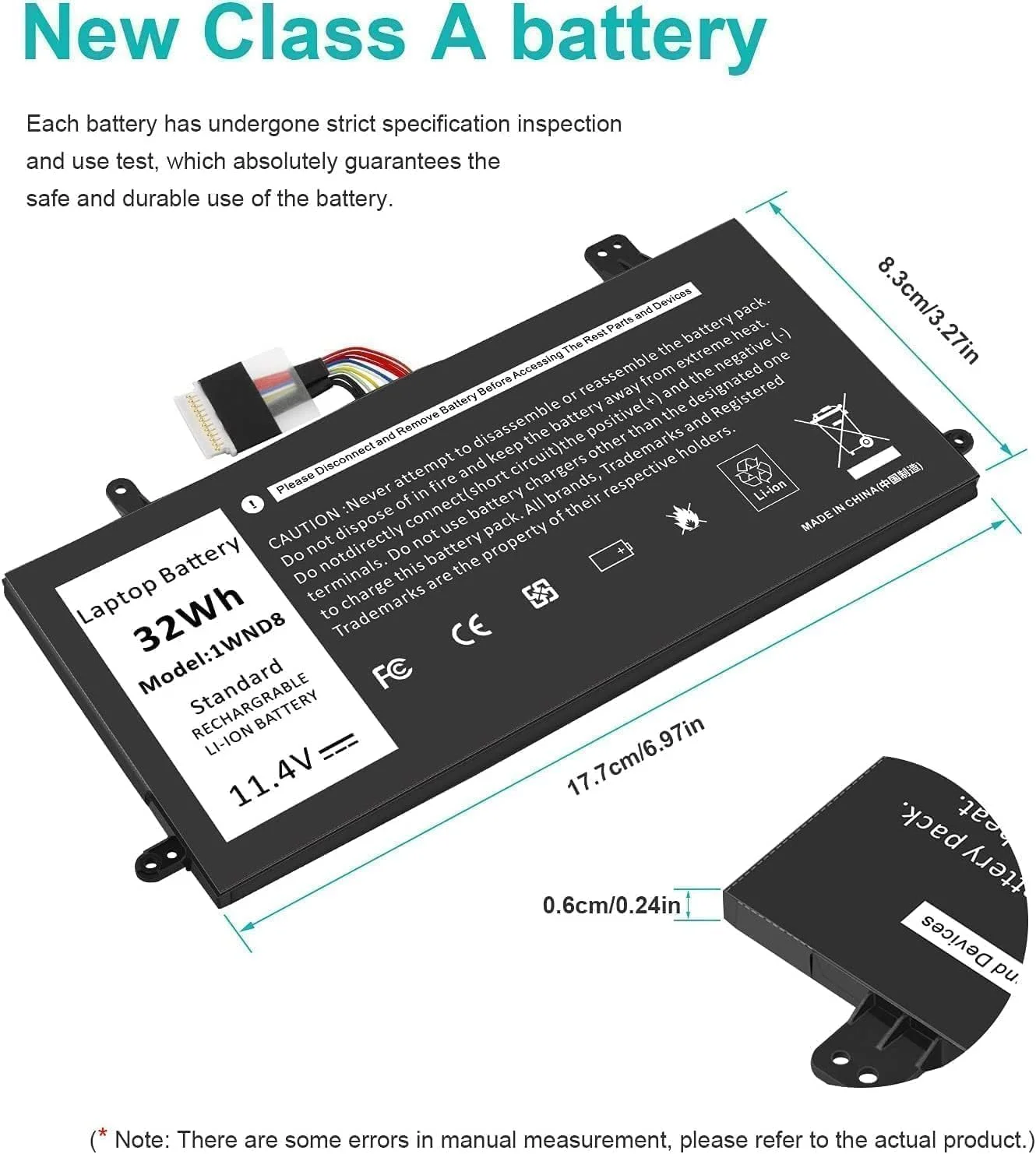 باطری لپ تاپ جدید 32Wh WND8 J0PGR/ JOPGR 0RDYCT RDYCT/ مناسب برای Dell Latitude 12 5285 5290 سری 2 در 1 باطری لیتیوم-یون 2 سلولی باطری لپ تاپ جدید 32Wh WND8 J0PGR/ JOPGR 0RDYCT RDYCT/ مناسب برای Dell Latitude 12 5285 5290 سری 2 در 1 باطری لیتیوم-یون 2 سلولی