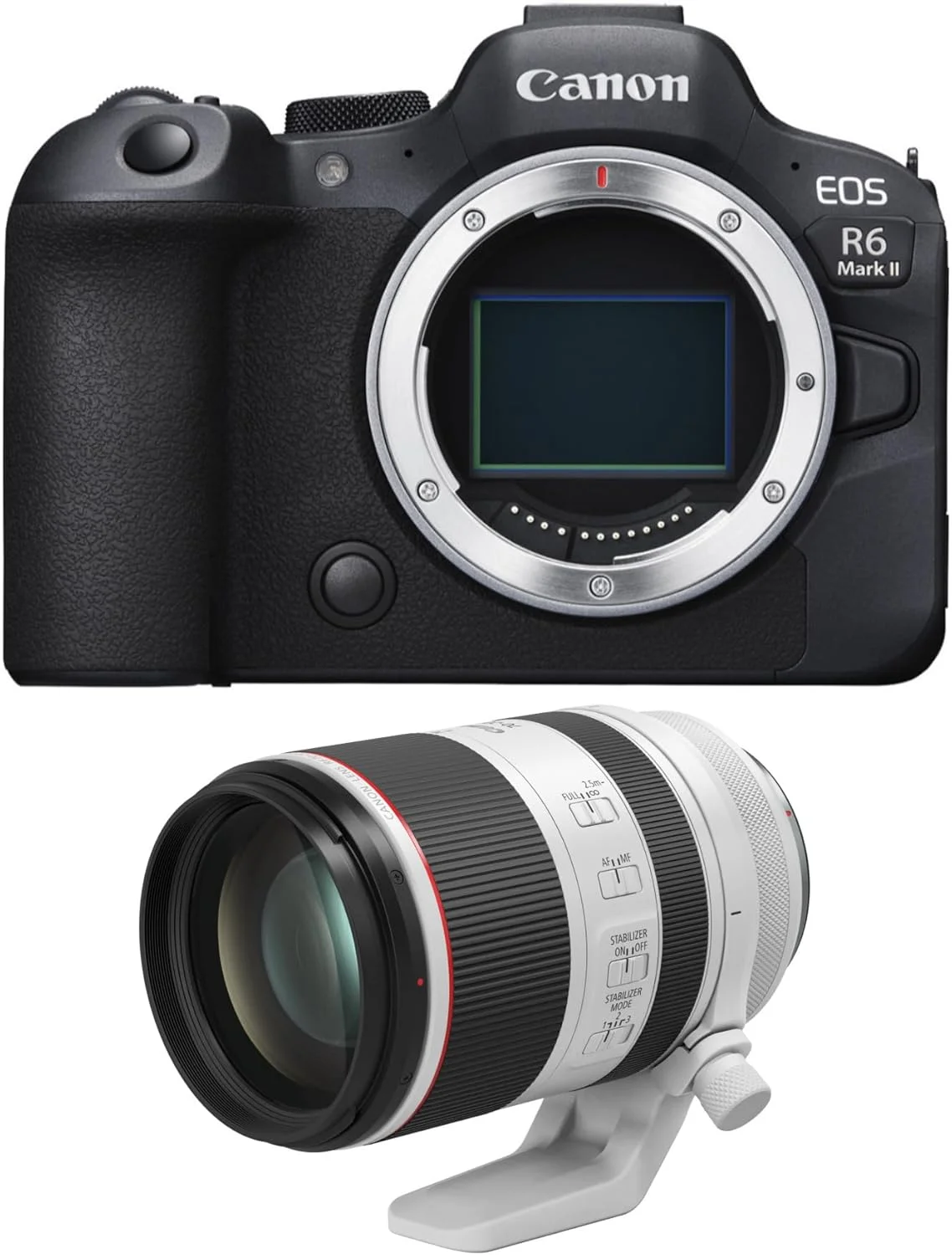 دوربین بدون آینه کانن EOS R6 Mark II به همراه لنز 70-200mm f/2.8 L (دو محصول)