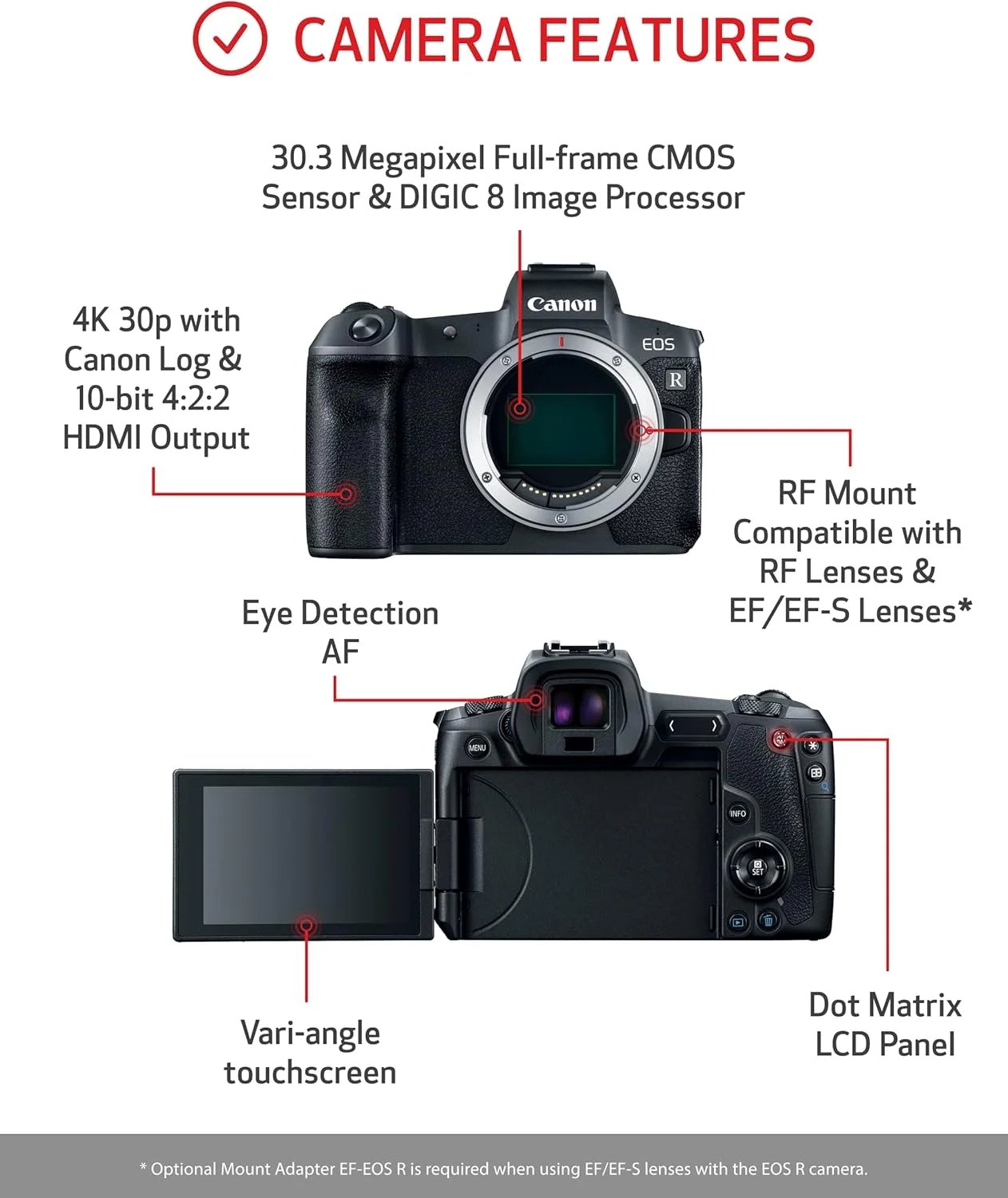 کیت دوربین Canon EOS R با لنز RF24-105mm F4-7.1 IS STM، دوربین مناسب تولید محتوا و ولاگینگ 4K UHD، دوربین دیجیتال تک لنز غیر بازتابی AF/AE، بزرگنمایی 0.4، بدون آینه و فول فریم، جمع و جور و سبک کیت دوربین Canon EOS R با لنز RF24-105mm F4-7.1 IS STM، دوربین مناسب تولید محتوا و ولاگینگ 4K UHD، دوربین دیجیتال تک لنز غیر بازتابی AF/AE، بزرگنمایی 0.4، بدون آینه و فول فریم، جمع و جور و سبک