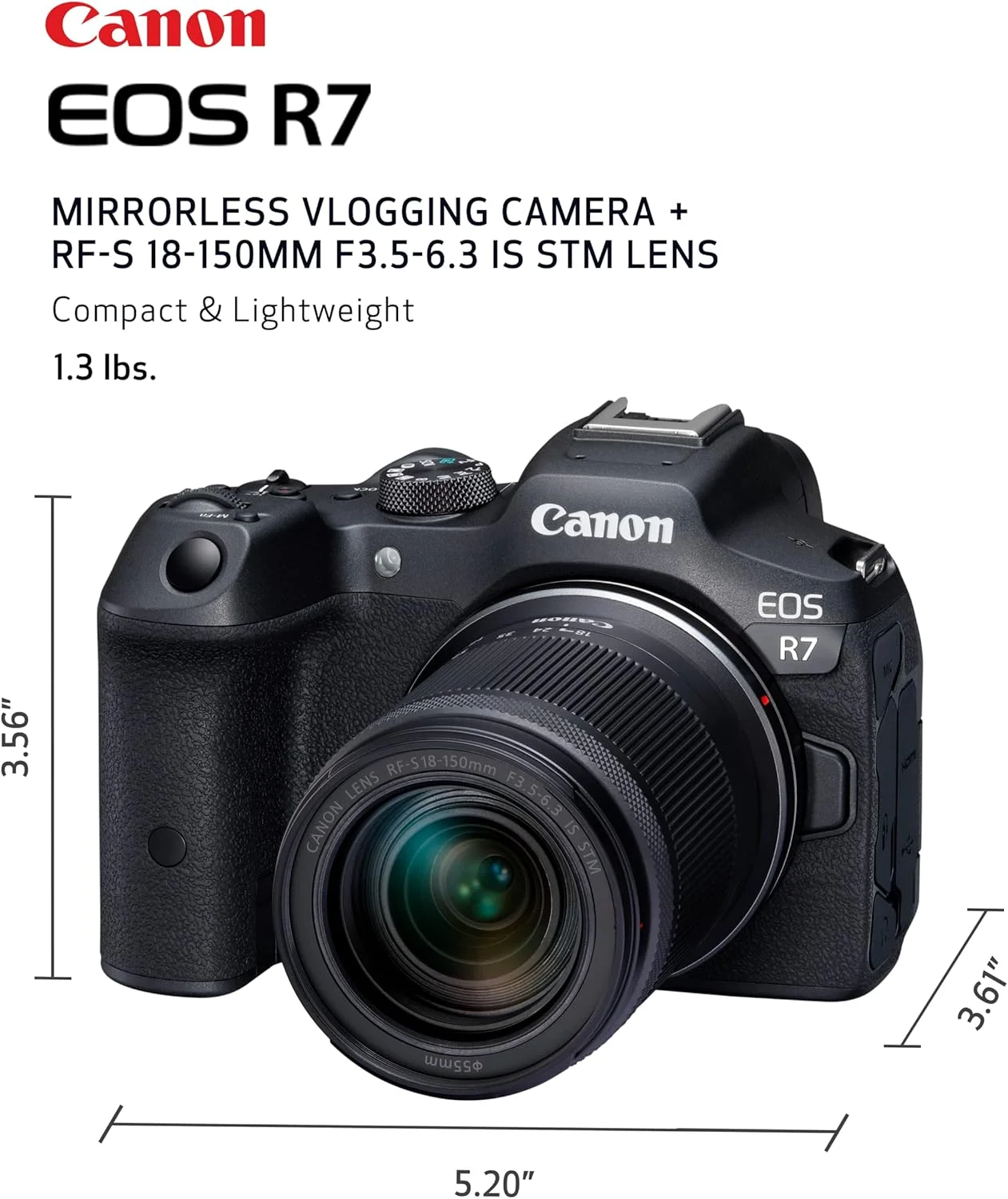 دوربین بدون آینه کانن EOS R7 به همراه لنز RF-S18-150mm f/3.5-6.3 IS STM (مدل بین المللی) (بازسازی شده)