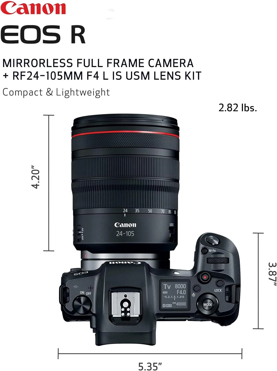 کیت دوربین کانن EOS R با لنز RF24-105mm F4 L IS USM، دوربین فیلمبرداری و تولید محتوا 4K UHD، دوربین دیجیتال تک لنز غیر بازتابی AF/AE، بزرگنمایی 0.24، بدون آینه، فول فریم کیت دوربین کانن EOS R با لنز RF24-105mm F4 L IS USM، دوربین فیلمبرداری و تولید محتوا 4K UHD، دوربین دیجیتال تک لنز غیر بازتابی AF/AE، بزرگنمایی 0.24، بدون آینه، فول فریم
