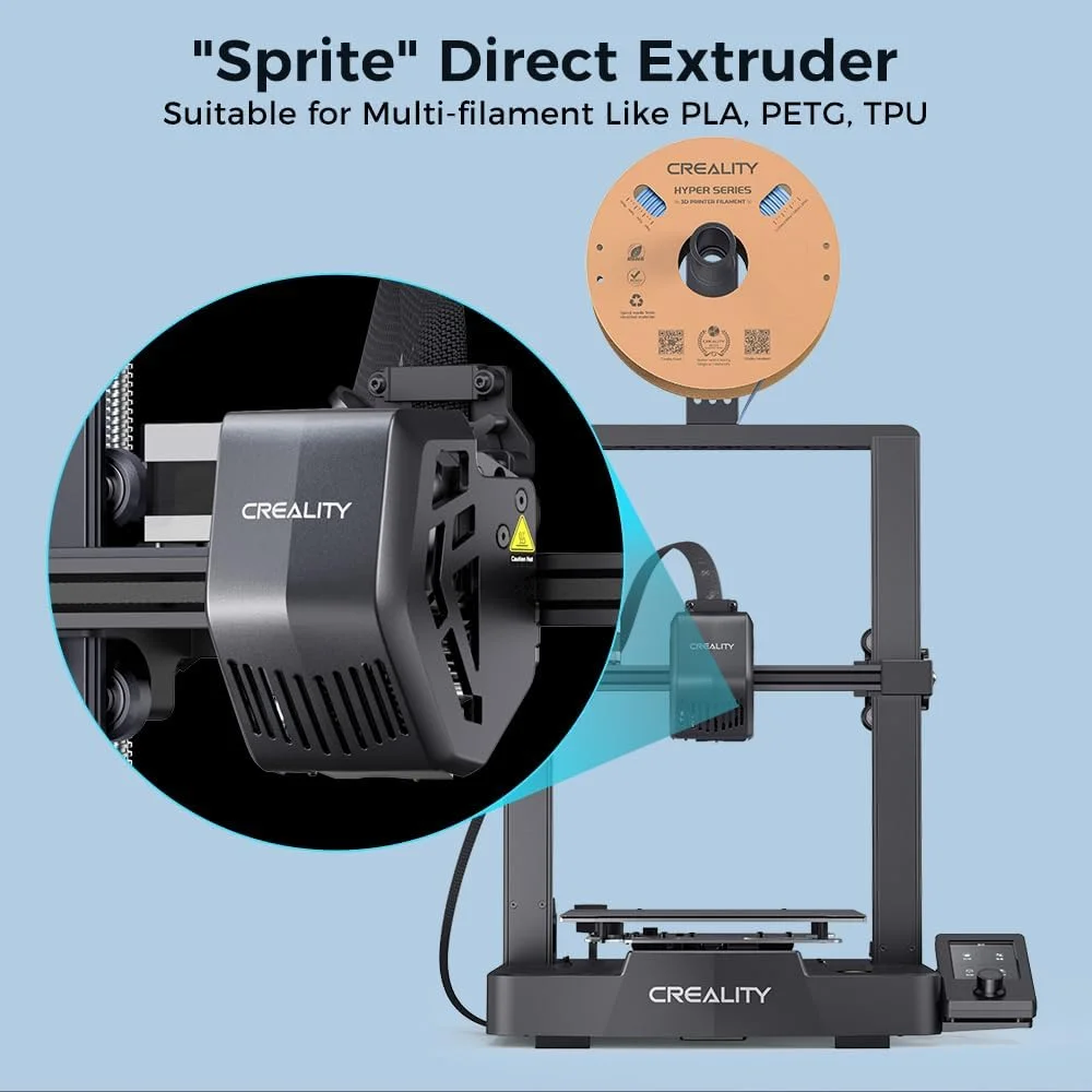 پرینتر سه بعدی Comgrow Creality Ender 3 V3 SE، سرعت چاپ 250 میلی‌متر بر ثانیه، پرینترهای سه بعدی DIY با تراز خودکار CR Touch، اکسترودر مستقیم Sprite، بارگذاری خودکار فیلامنت، محور Z دوگانه، محور Y و فیلامنت سریع