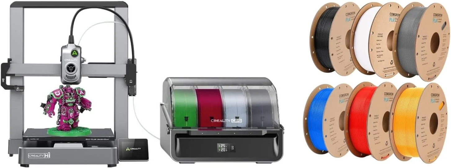 پرینتر سه بعدی Comgrow Creality Hi Combo، پرینترهای سه بعدی چند رنگ با CFS، ارتقا یافته با سرعت چاپ 500 میلی متر بر ثانیه، 95% از پیش مونتاژ شده، موتور XY Step-Servo و حجم ساخت 10.24×10.24×11.81 اینچ