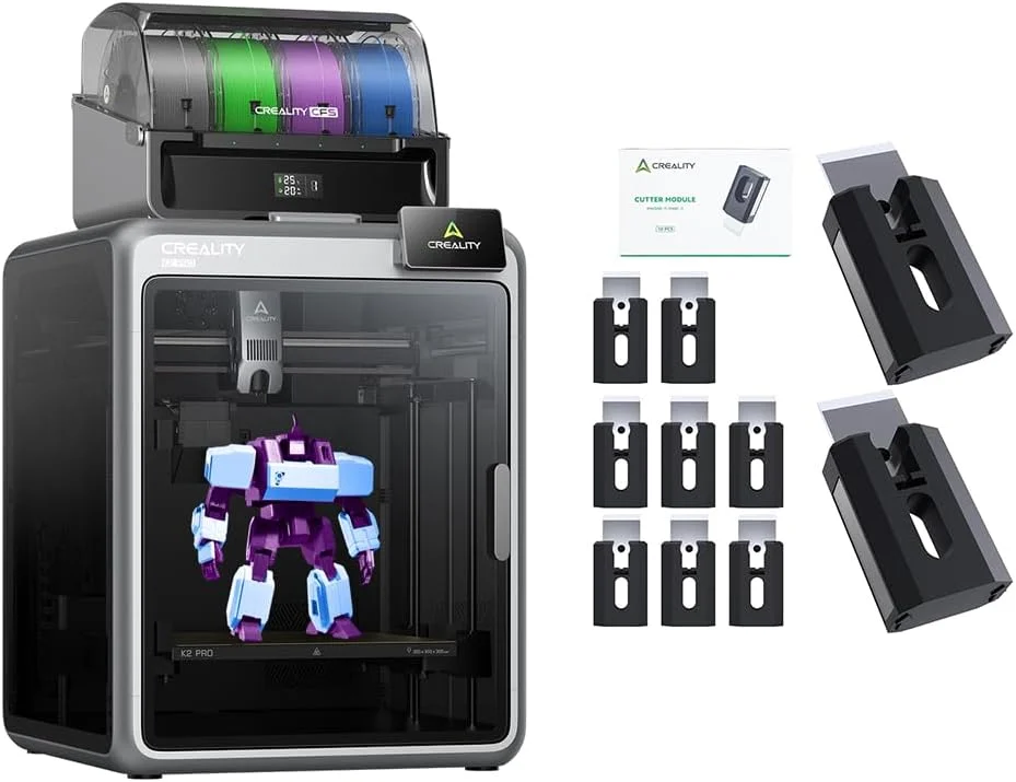 دستگاه چاپ سه بعدی Comgrow Creality K2 Pro Combo چند رنگ به همراه CFS، سرعت چاپ 600mm/s، اکسترودر دایرکت درایو 300℃ و گرمایش محفظه به همراه 10 عدد کاتر فیلامنت