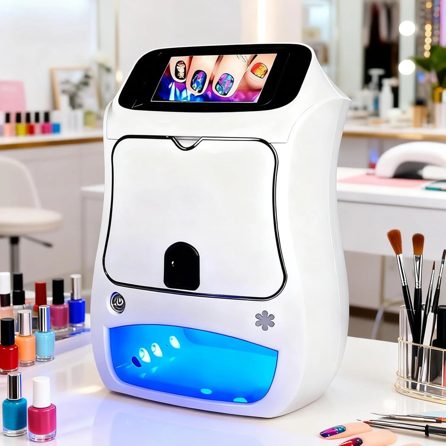 دستگاه چاپ ناخن سه بعدی اتوماتیک - کیفیت 720x1280 HD، انتقال هوشمند تصویر برای خانه، دفتر و سالن زیبایی - دستگاه عالی طراحی ناخن برای حرفه ای ها و علاقه مندان به DIY