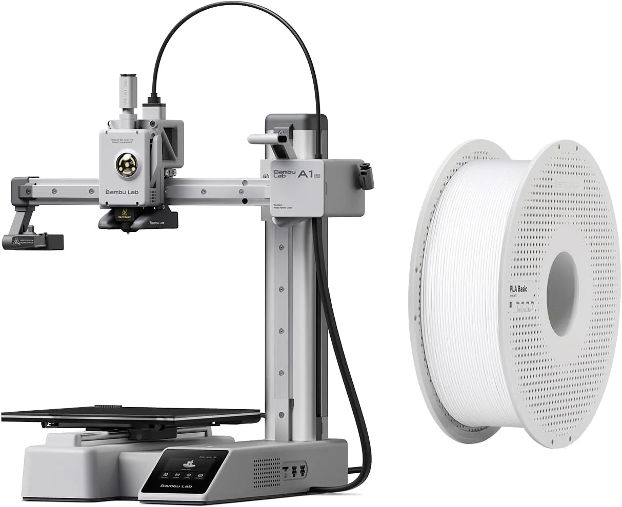بسته پرینتر سه بعدی Bambu Lab A1 mini به همراه فیلامنت PLA Basic سفید بسته پرینتر سه بعدی Bambu Lab A1 mini به همراه فیلامنت PLA Basic سفید