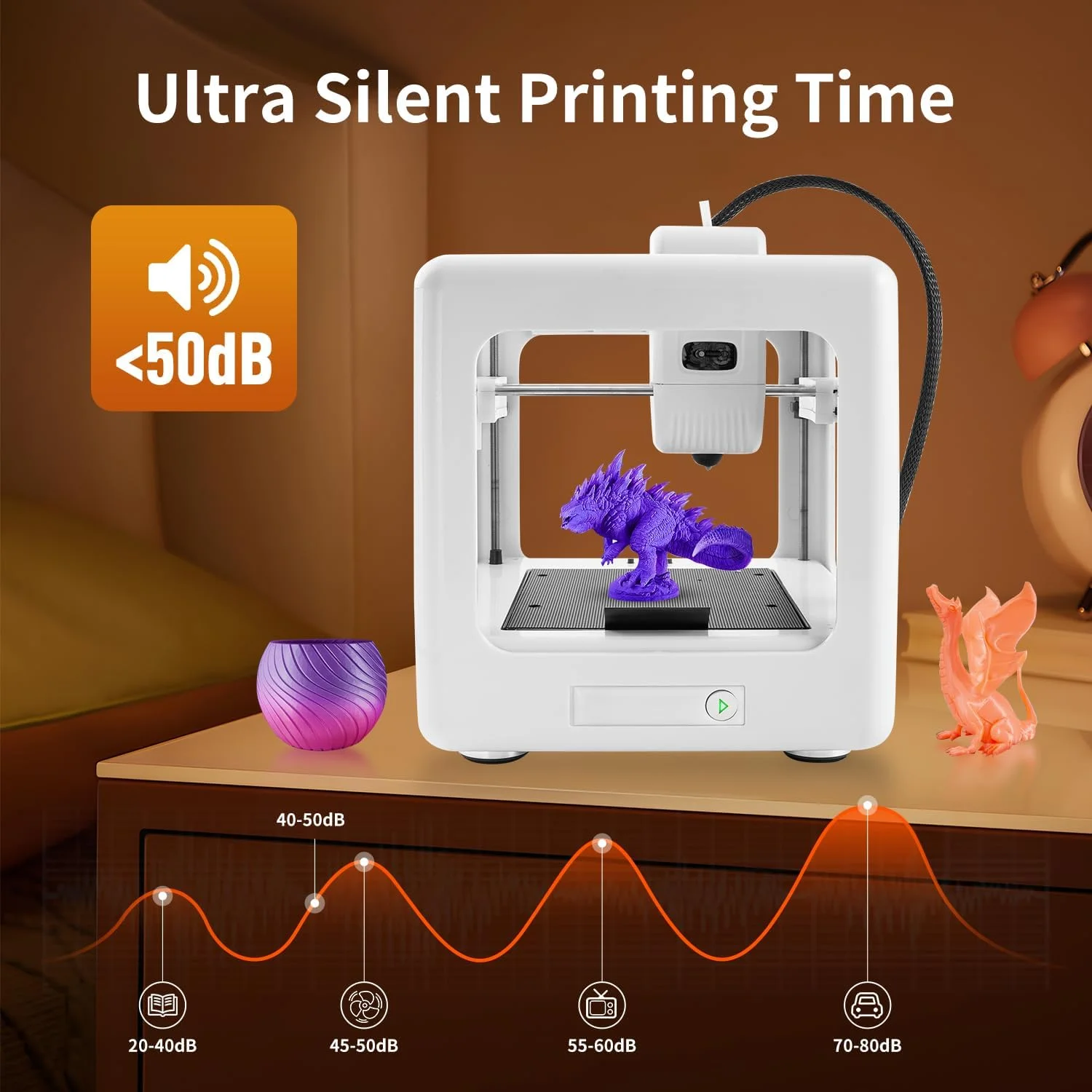 پرینتر سه بعدی مینی برای مبتدیان با 8 رنگ فیلامنت PLA، کیت پرینتر FDM قابل حمل، کاربری آسان، دستگاه چاپ سه بعدی رومیزی جمع و جور با کارت USB/TF، نازل 0.4 میلی متری، سازگار با G-Code