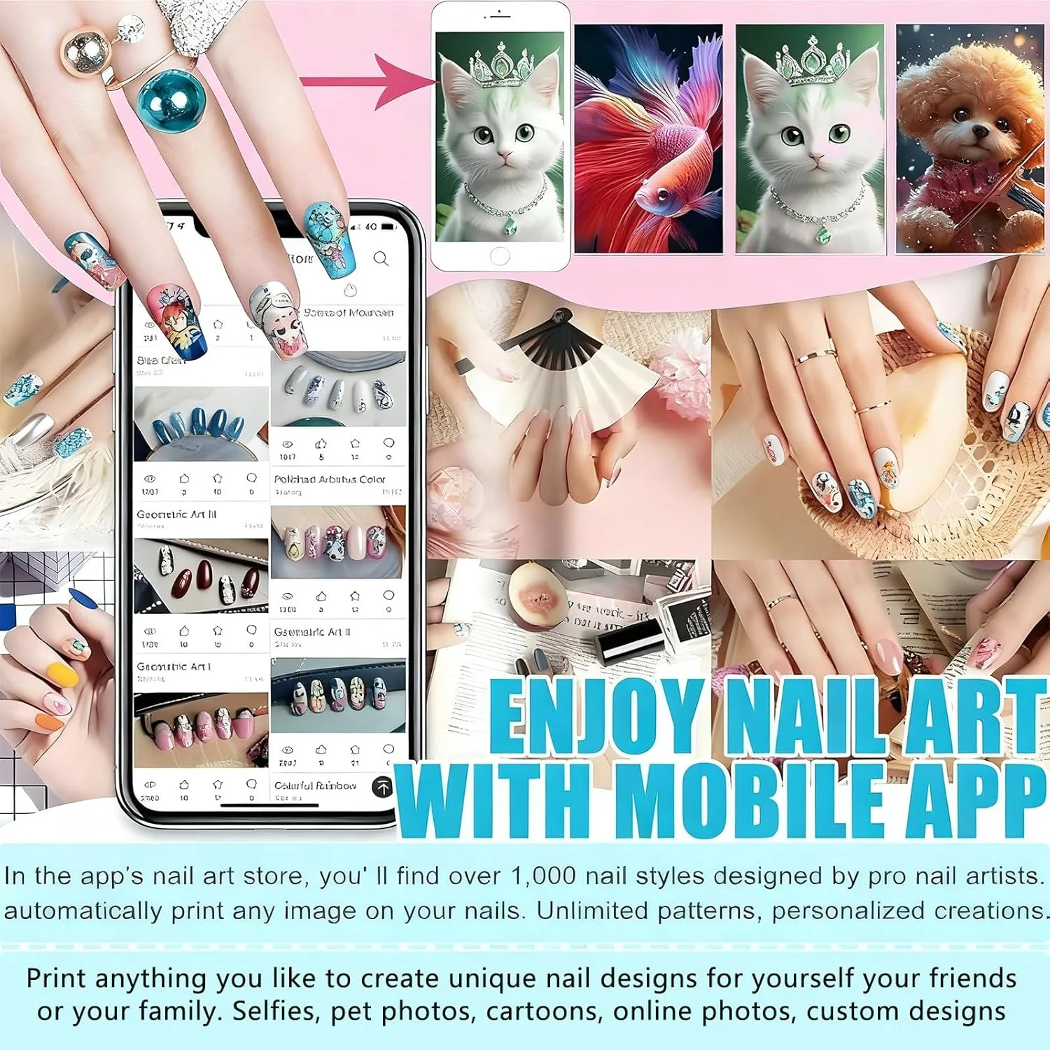 دستگاه چاپ ناخن سه بعدی اتوماتیک - کیفیت 720x1280 HD، انتقال هوشمند تصویر برای خانه، دفتر و سالن زیبایی - دستگاه عالی طراحی ناخن برای حرفه ای ها و علاقه مندان به DIY