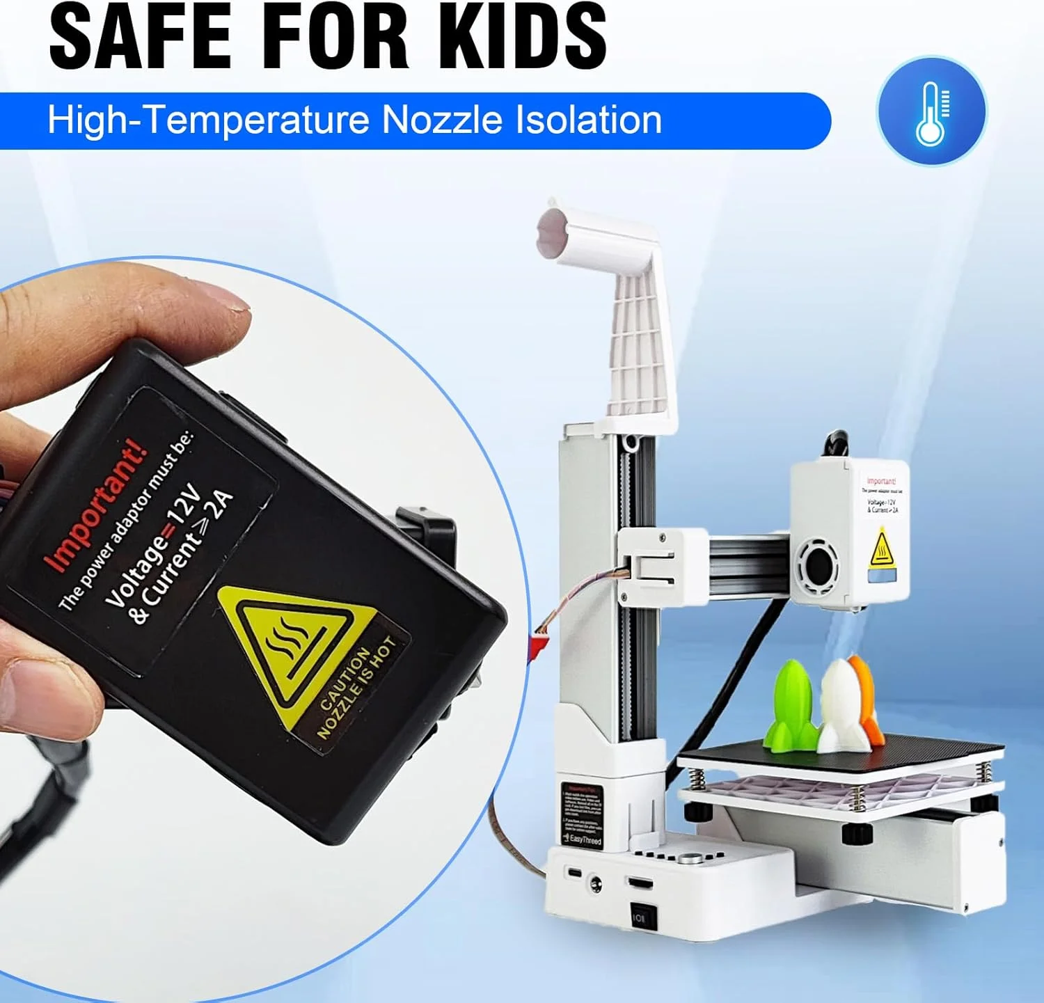 پرینتر سه بعدی قابل حمل K10 کوچک - پرینتر سه بعدی FDM جمع و جور با صفحه ساخت جداشدنی، حجم ساخت 100x100x100 میلی متر، طراحی آسان برای استفاده برای مبتدیان (سفید)