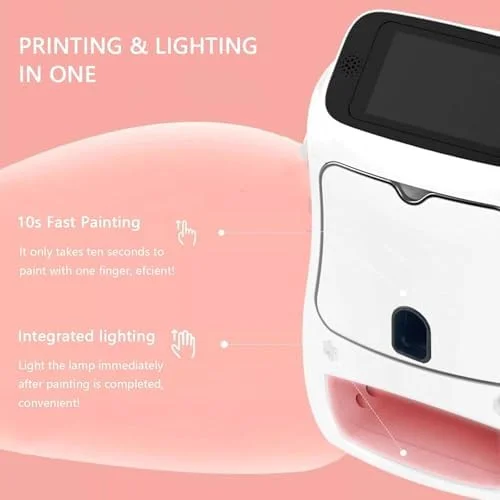 دستگاه چاپ ناخن سه بعدی اتوماتیک - دستگاه هوشمند چند منظوره طراحی ناخن برای استیکر و خشک کردن ناخن، ایده آل برای استودیوهای ناخن و متخصصین مانیکور
