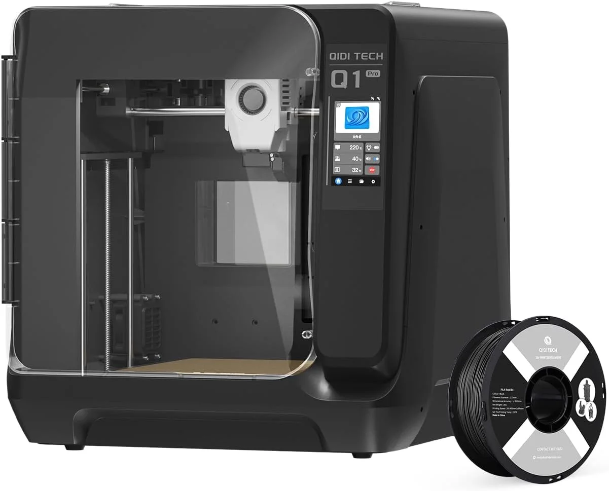 بسته پرینتر سه بعدی QIDI Q1 Pro به همراه فیلامنت مشکی PLA کیوآیدی