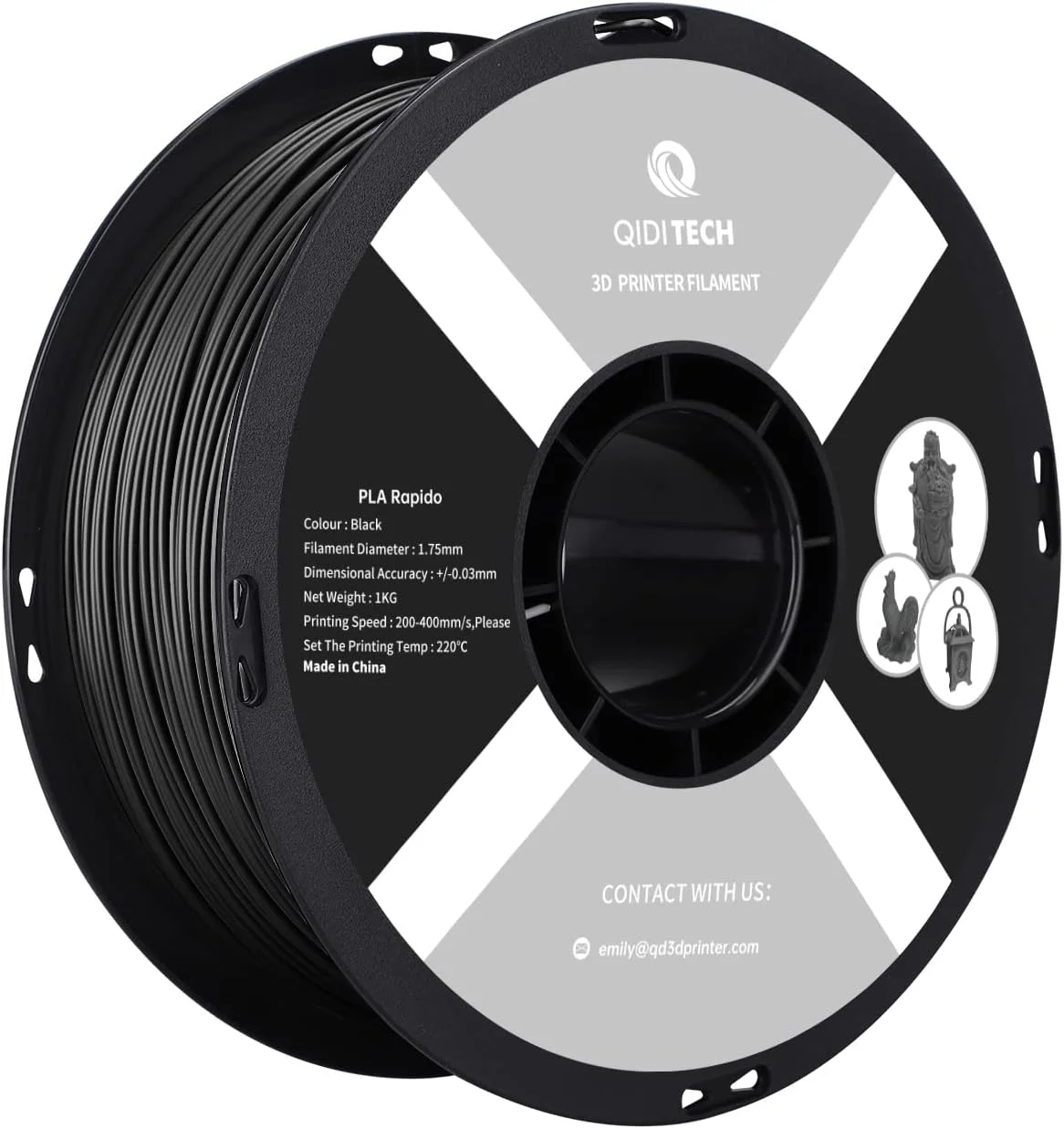 بسته پرینتر سه بعدی QIDI Q1 Pro به همراه فیلامنت مشکی PLA کیوآیدی