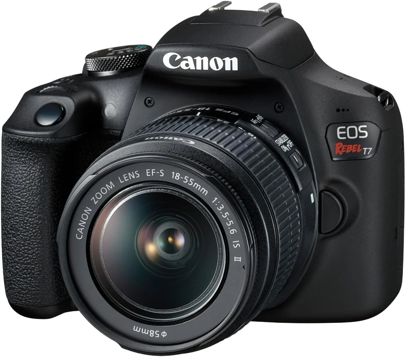 دوربین DSLR کانن EOS Rebel T7 به همراه لنز EF-S 18-55mm IS II، کارت حافظه SD، کیف کمری دوربین و لوازم جانبی (3 تکه)
