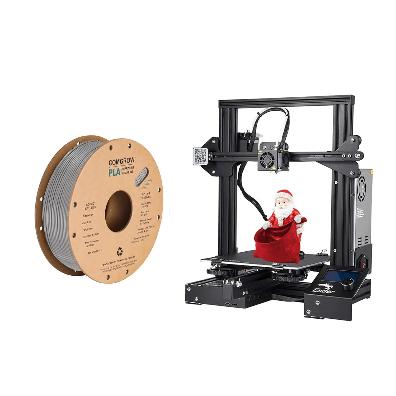 پرینتر سه بعدی رسمی Creality Ender 3 از Comgrow و فیلامنت خاکستری PLA پرینتر سه بعدی رسمی Creality Ender 3 از Comgrow و فیلامنت خاکستری PLA
