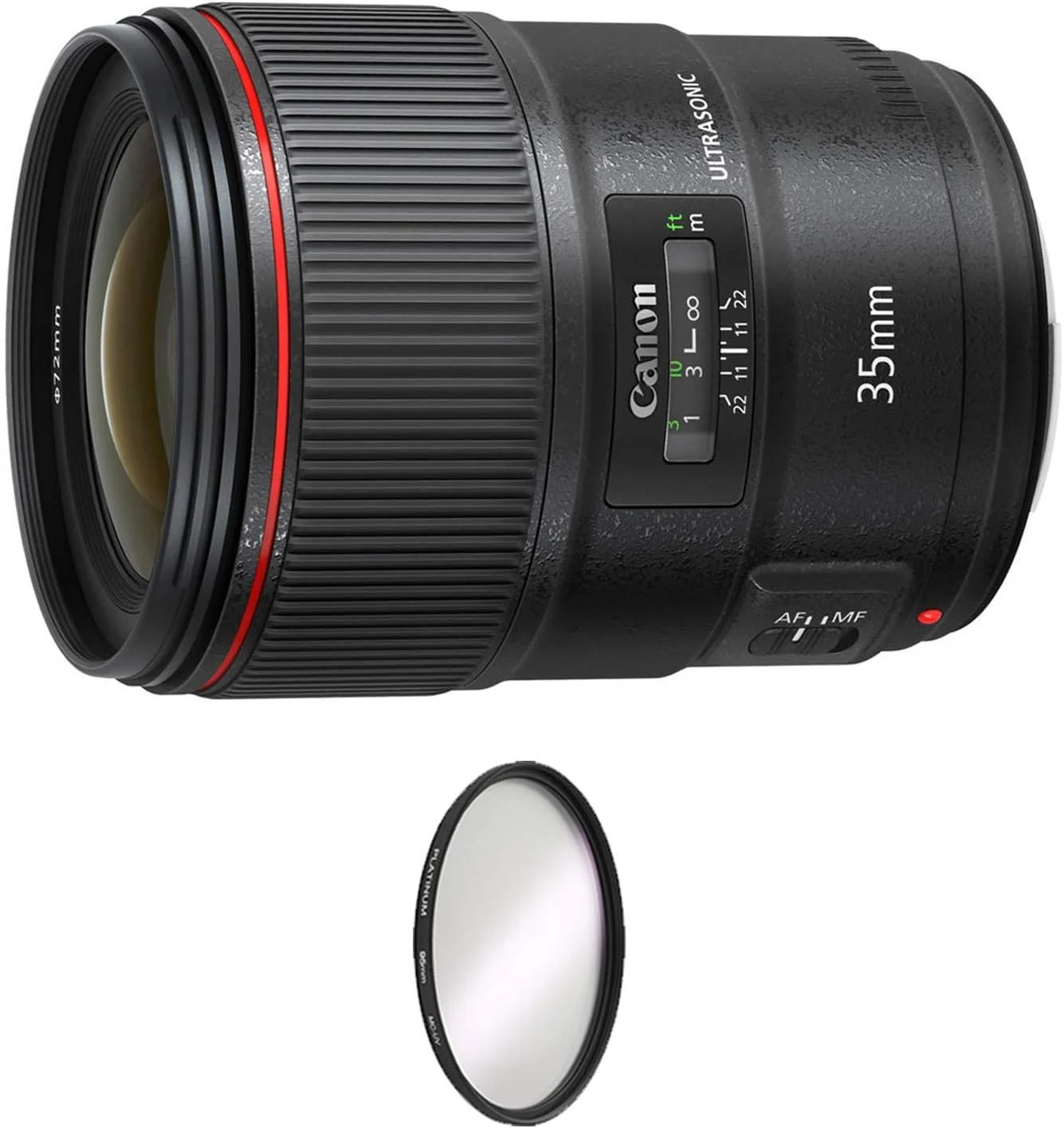 لنز Canon EF 35mm f/1.4L II USM به همراه فیلتر محافظ UV (مدل بین المللی) (بازسازی شده)