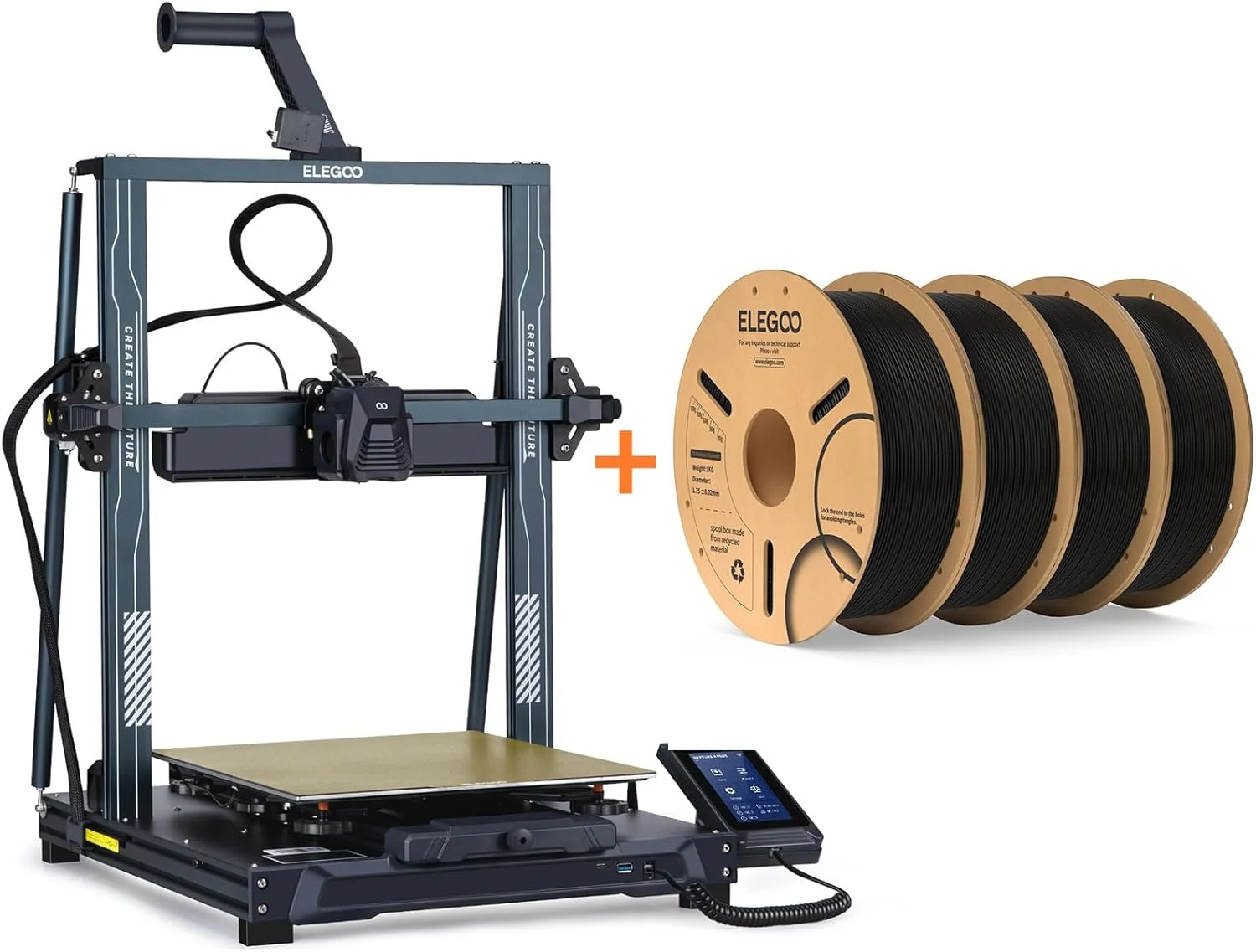 پرینتر سه بعدی نپتون 4 پلاس و فیلامنت PLA مشکی 4 کیلوگرمی