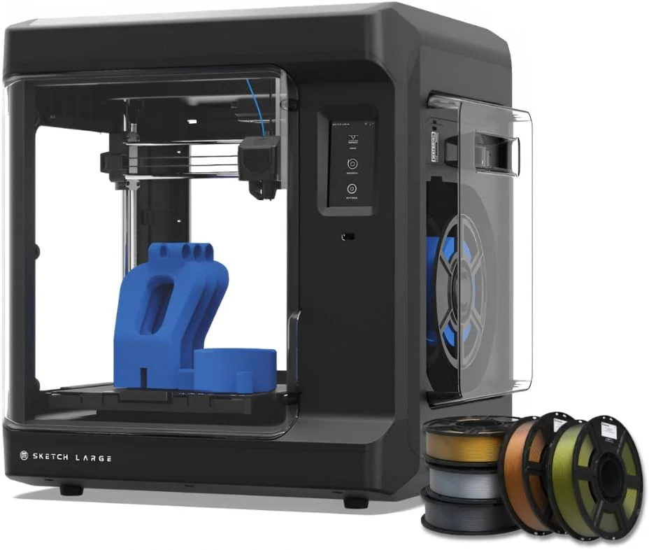 پرینتر سه بعدی MakerBot Sketch با تکنولوژی چاپ Fused Deposition Modelling (مشکی، بزرگ) همراه با 5 بسته فیلامنت متالیک PLA 1.75mm برای پروژه‌های چاپ سه بعدی (2 قلم کالا)