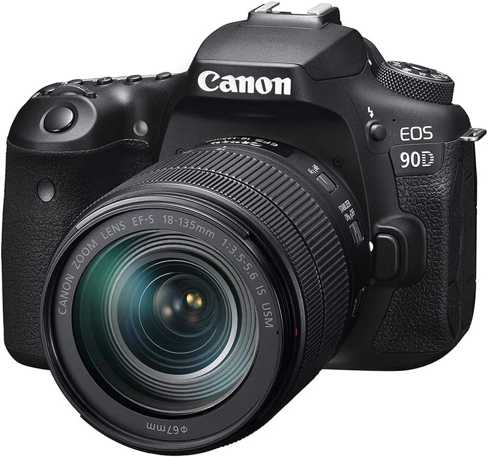 دوربین DSLR کانن [EOS 90D] با لنز 18-135 IS USM | دارای Wi-Fi و بلوتوث داخلی، پردازشگر تصویر DIGIC 8، فیلمبرداری 4K، Dual Pixel CMOS AF (مدل بین المللی) (بازسازی شده)