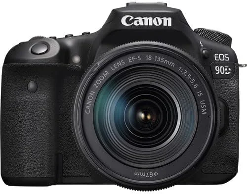 دوربین DSLR کانن [EOS 90D] با لنز 18-135 IS USM | دارای Wi-Fi و بلوتوث داخلی، پردازشگر تصویر DIGIC 8، فیلمبرداری 4K، Dual Pixel CMOS AF (مدل بین المللی) (بازسازی شده)