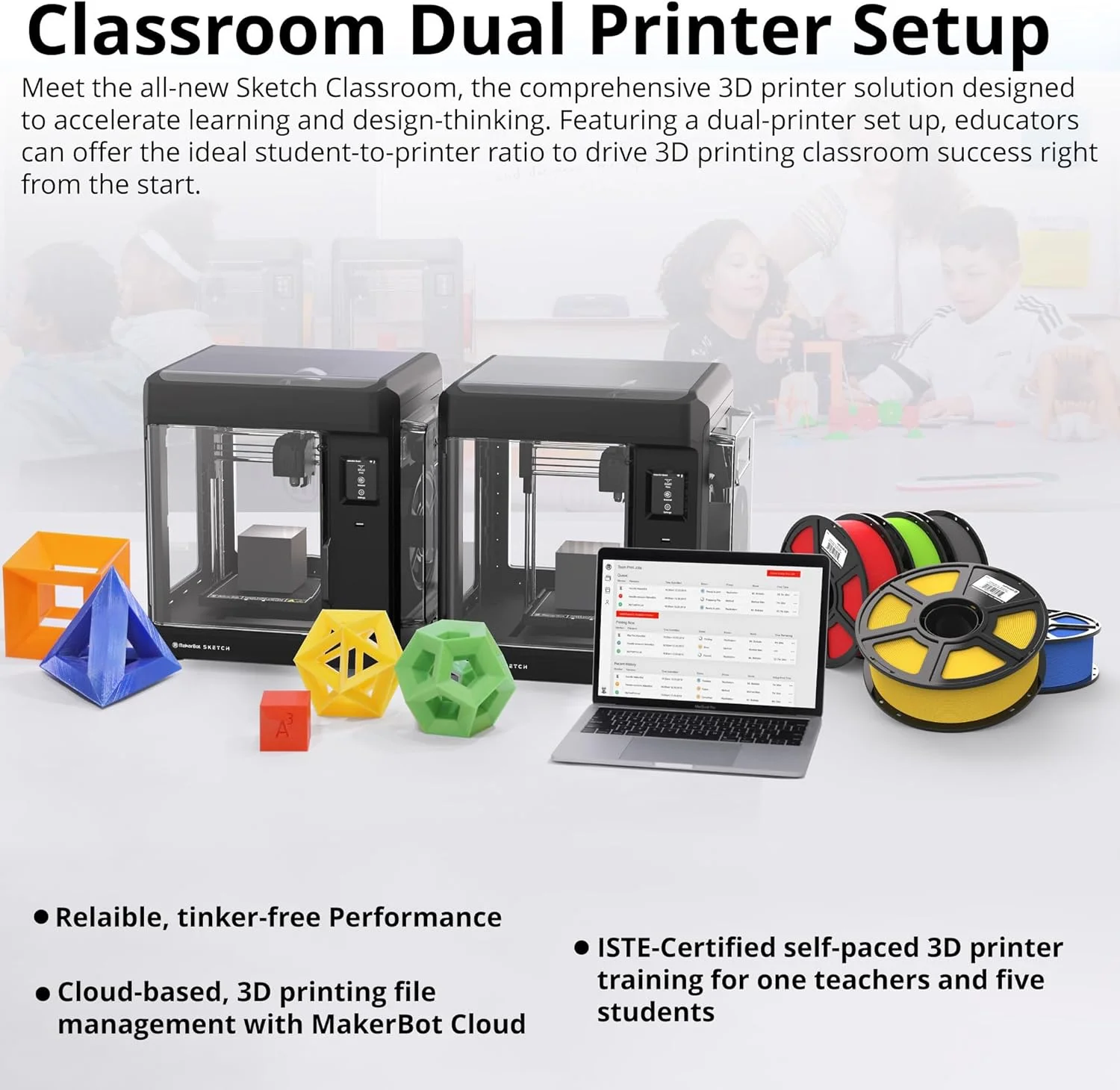 مجموعه دو عددی پرینتر MakerBot Sketch مناسب کلاس درس به همراه برنامه های آموزشی و نرم افزار برای معلمان و دانش آموزان (مشکی) مجموعه دو عددی پرینتر MakerBot Sketch مناسب کلاس درس به همراه برنامه های آموزشی و نرم افزار برای معلمان و دانش آموزان (مشکی)