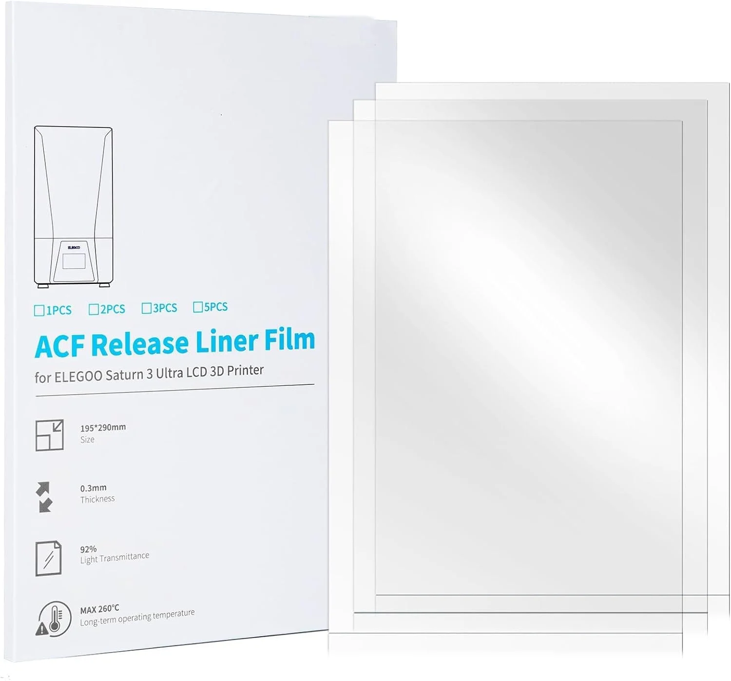 3 عدد فیلم رهاساز ACF برای پرینتر رزینی Saturn 3 Ultra - کشش کمتر، چاپ 3 برابر سریعتر، 290x195 میلی متر، ضخامت 0.3 میلی متر